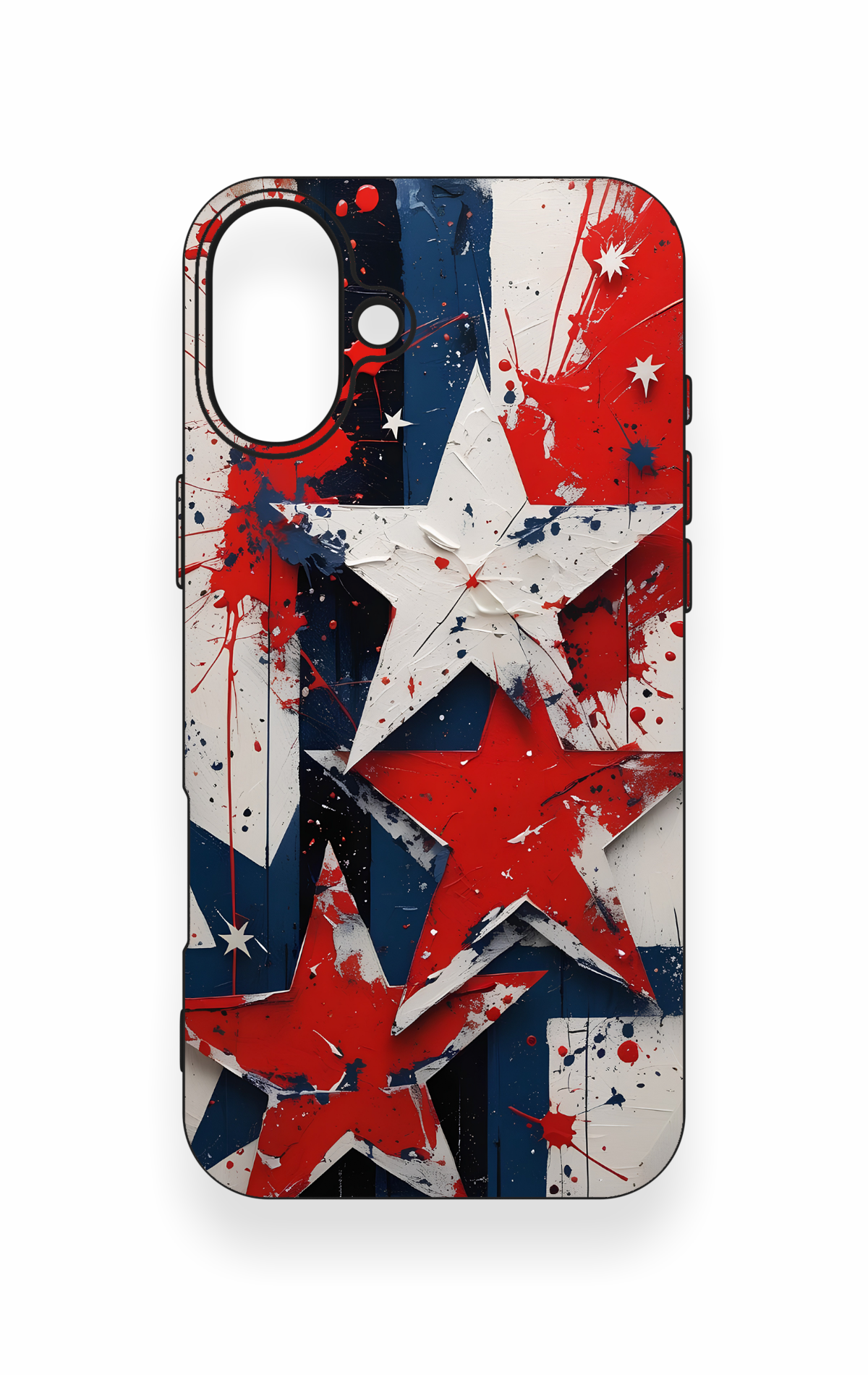 iPhone 16 Plus Uyumlu Star Flag Desenli Silikon Kılıf