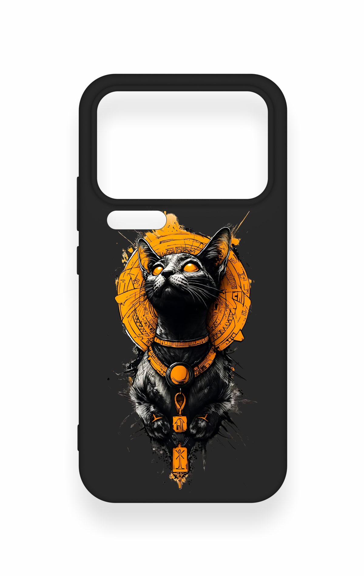 Mi 17 Pro Max Uyumlu Mısırlı Kedi Tanrısı Desenli Silikon Kılıf