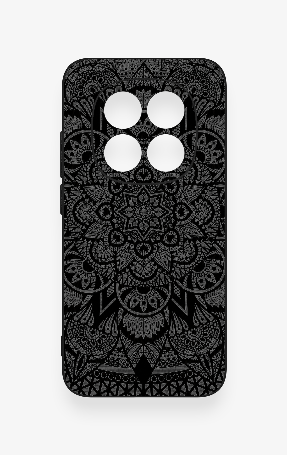 Redmi Note 15 Pro 5G Uyumlu Siyah Beyaz Mandala Desenli Silikon Kılıf