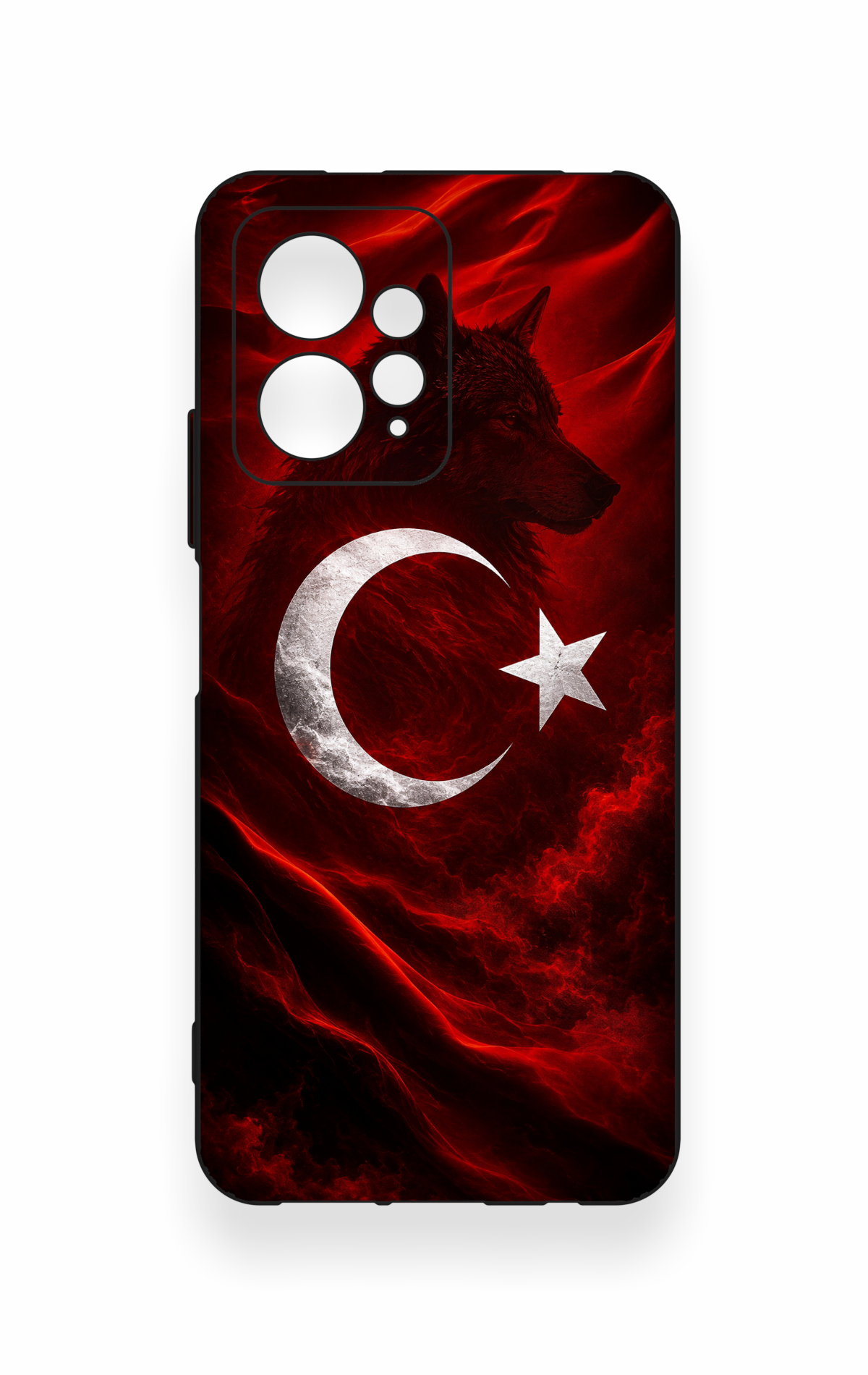 Redmi Note 12 4G Uyumlu Kurt Türk Bayrağı Desenli Silikon Kılıf