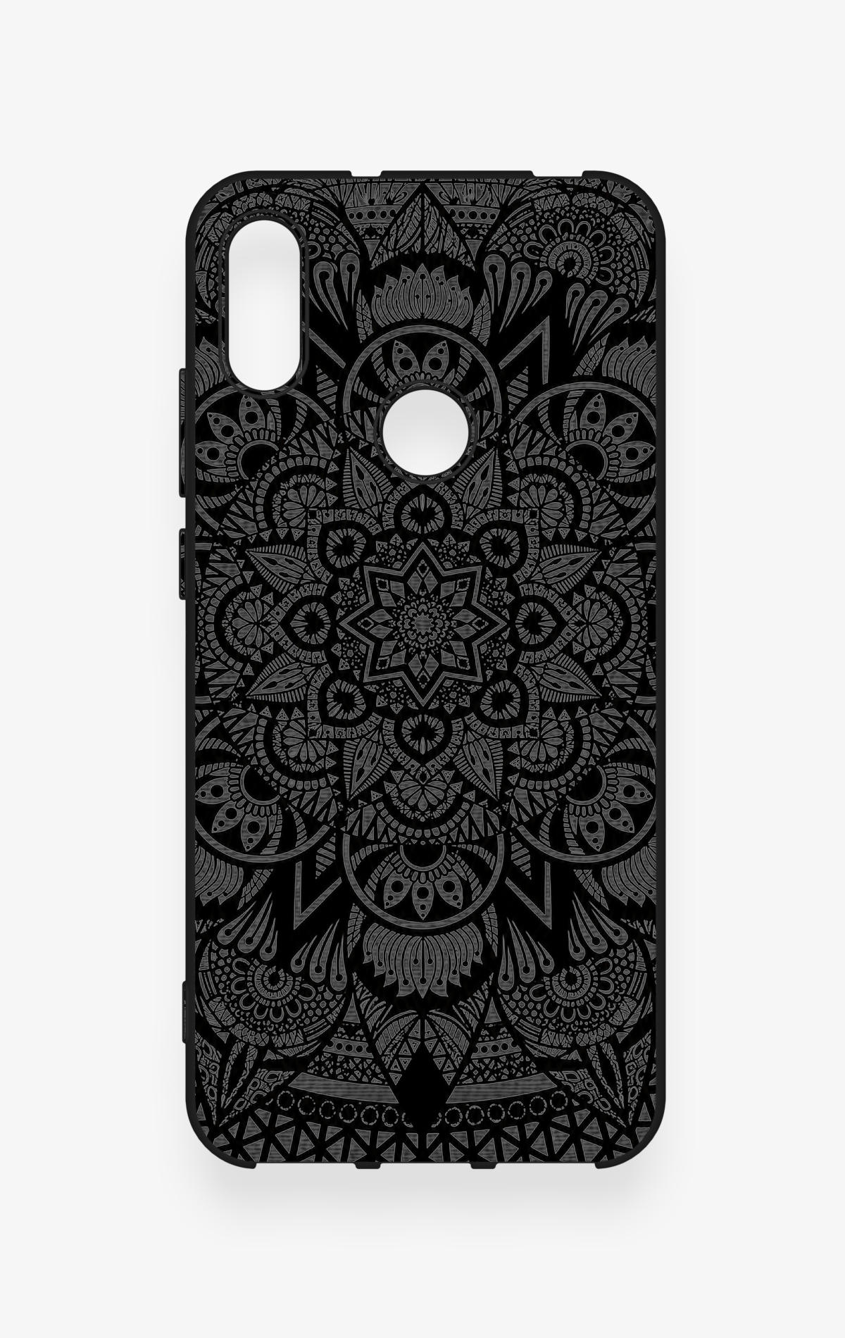 Huawei Y6 2019 Uyumlu Siyah Beyaz Mandala Desenli Silikon Kılıf