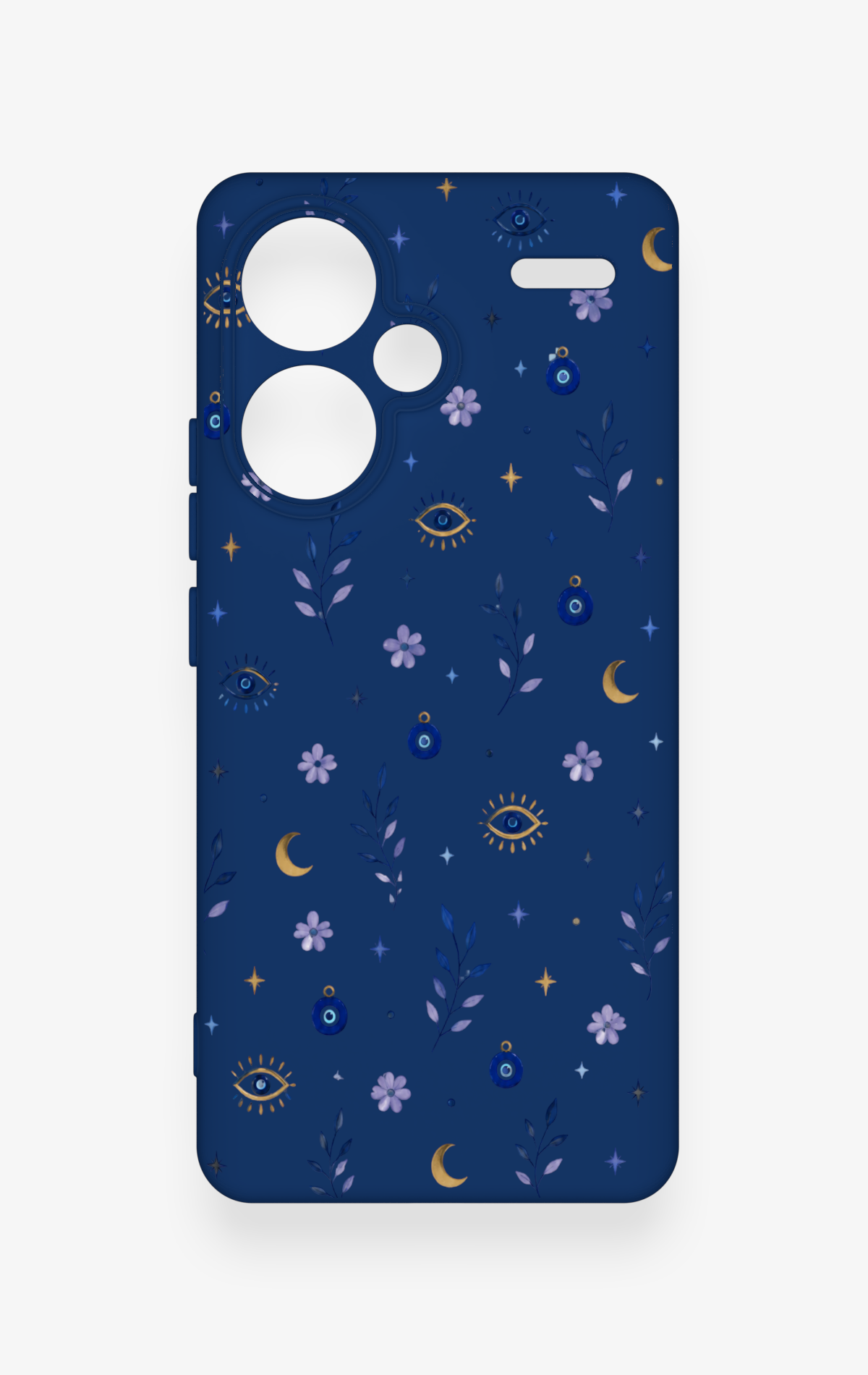 Redmi Note 13 Pro Plus Uyumlu Mavi Nazar Papatya Desenli Silikon Kılıf
