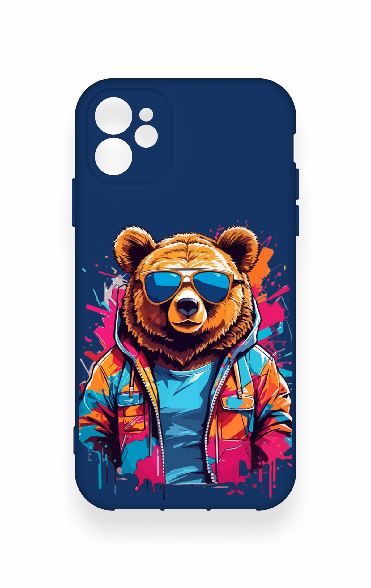 iPhone 11 Uyumlu Gözlüklü Ayı Desenli Silikon Kılıf