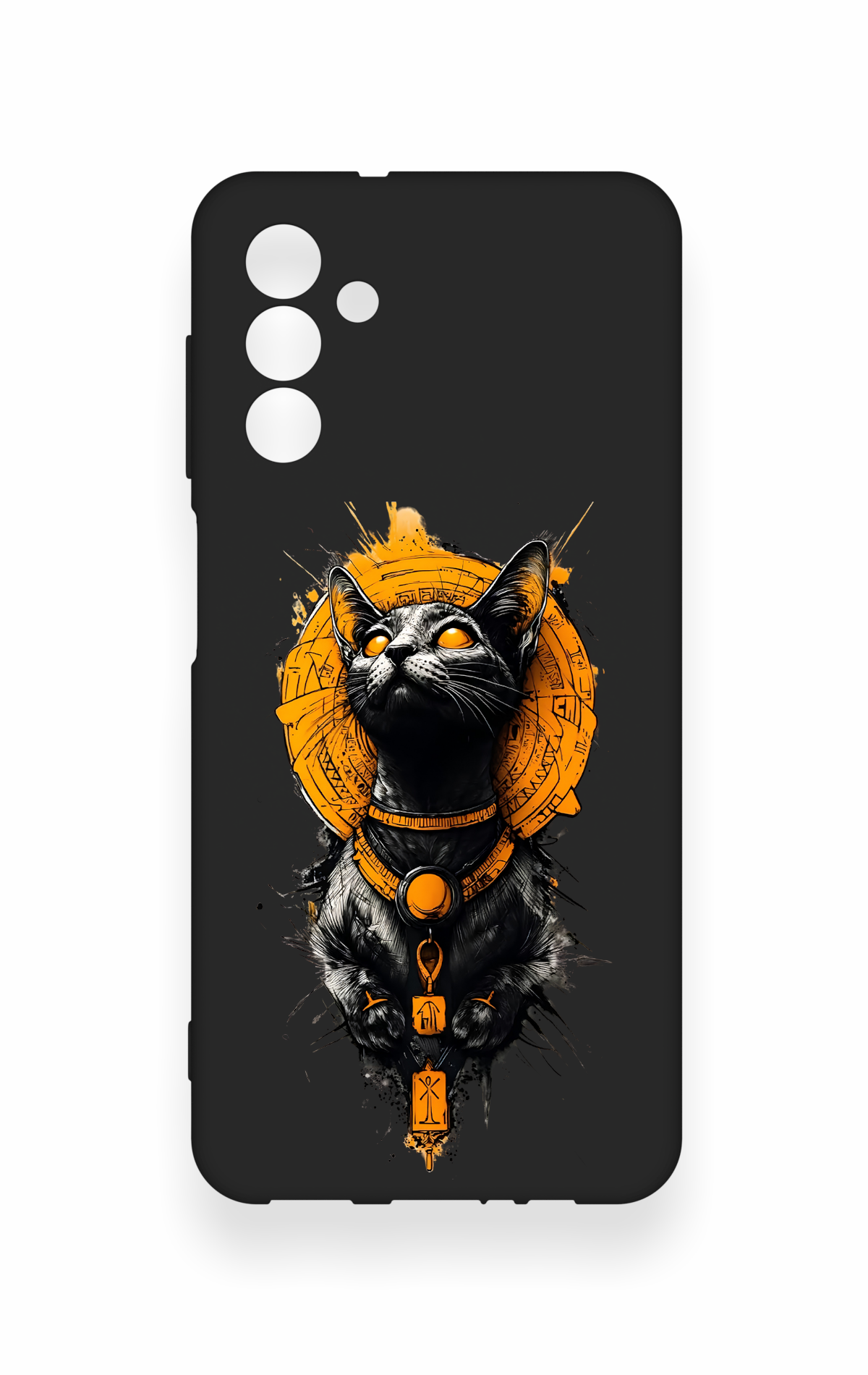 Samsung A04S Uyumlu Mısırlı Kedi Tanrısı Desenli Silikon Kılıf