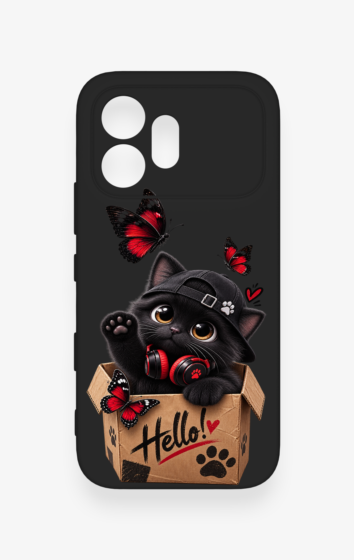 Honor 600 Uyumlu Hello Cat Desenli Silikon Kılıf