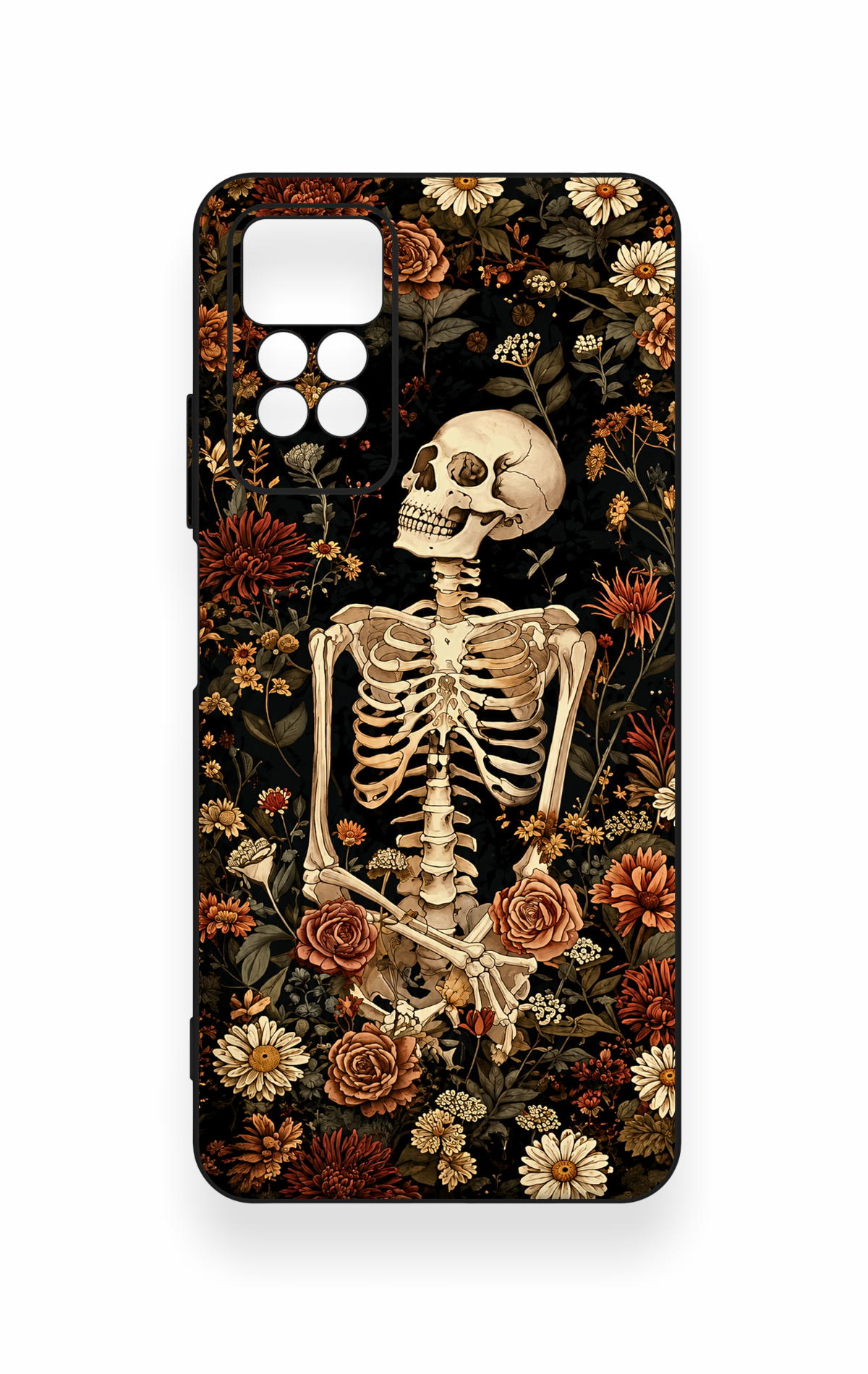 Redmi Note 11 Pro 4G Uyumlu Çiçek İskelet Desenli Silikon Kılıf