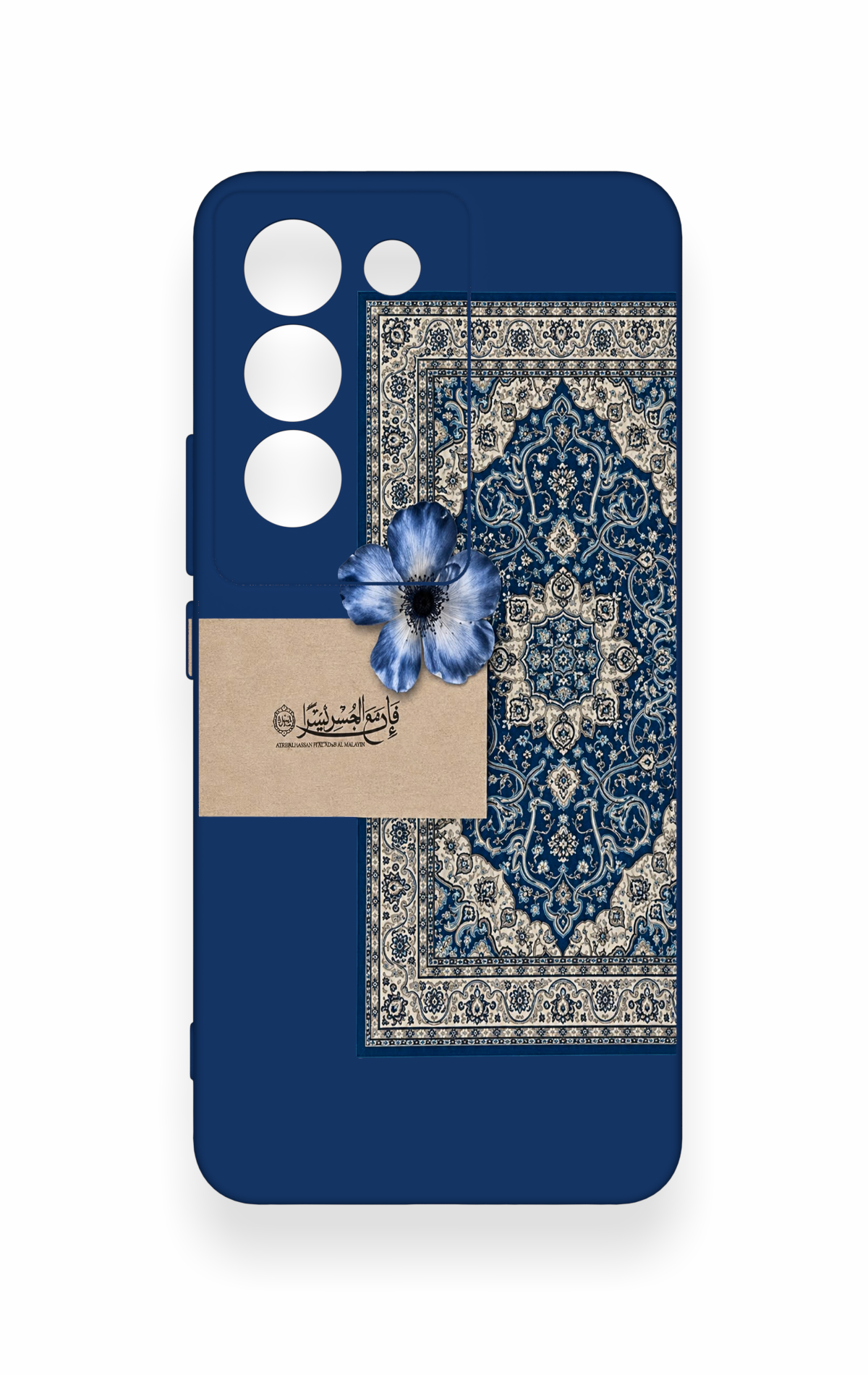 Vivo V30 Lite Uyumlu Mavi Etnik Halı Desenli Silikon Kılıf