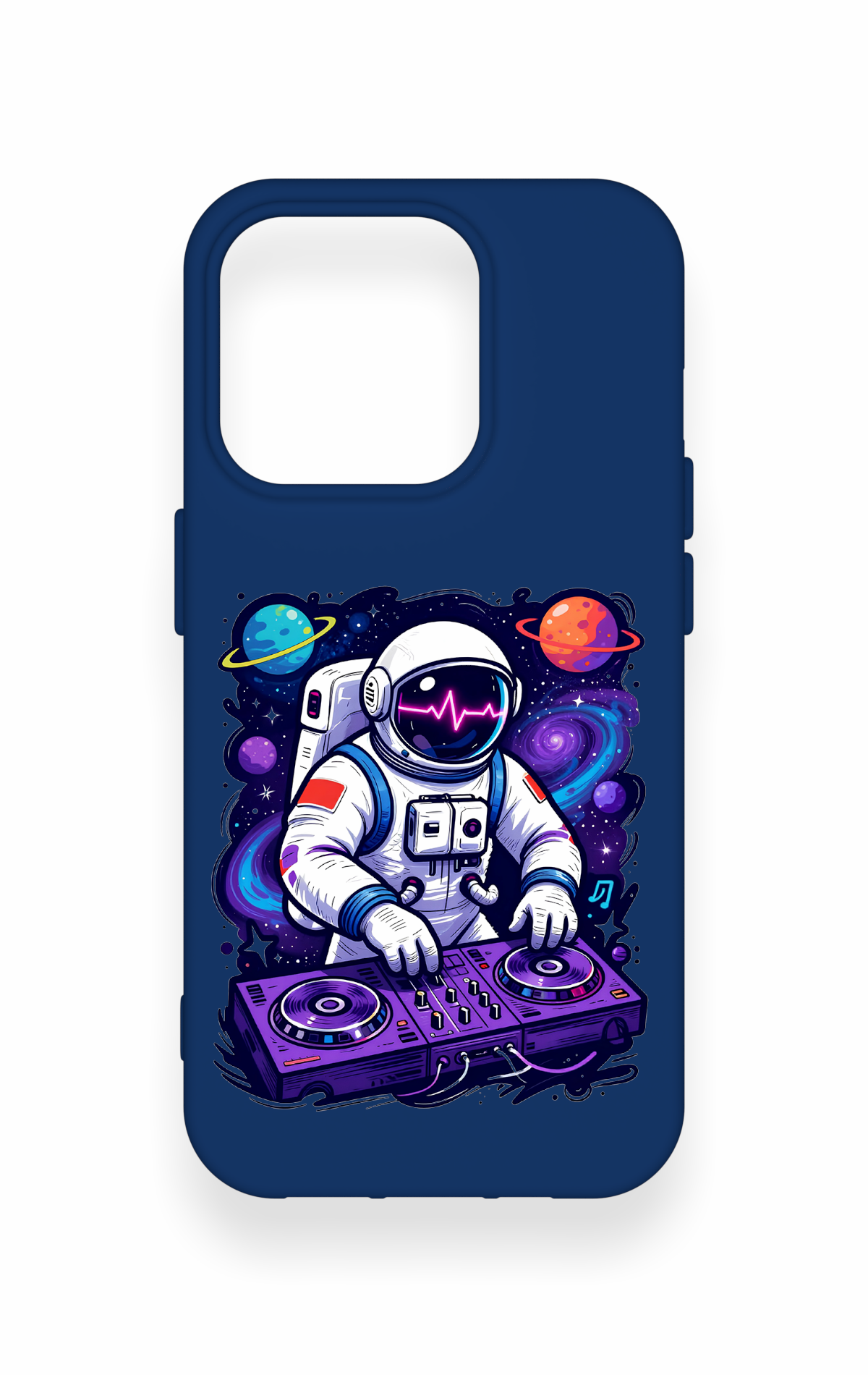iPhone 15 Pro Uyumlu Astronot DJ Desenli Silikon Kılıf