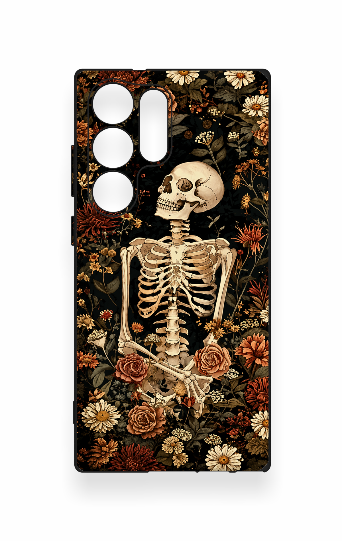Samsung S23 Ultra Uyumlu Çiçek İskelet Desenli Silikon Kılıf