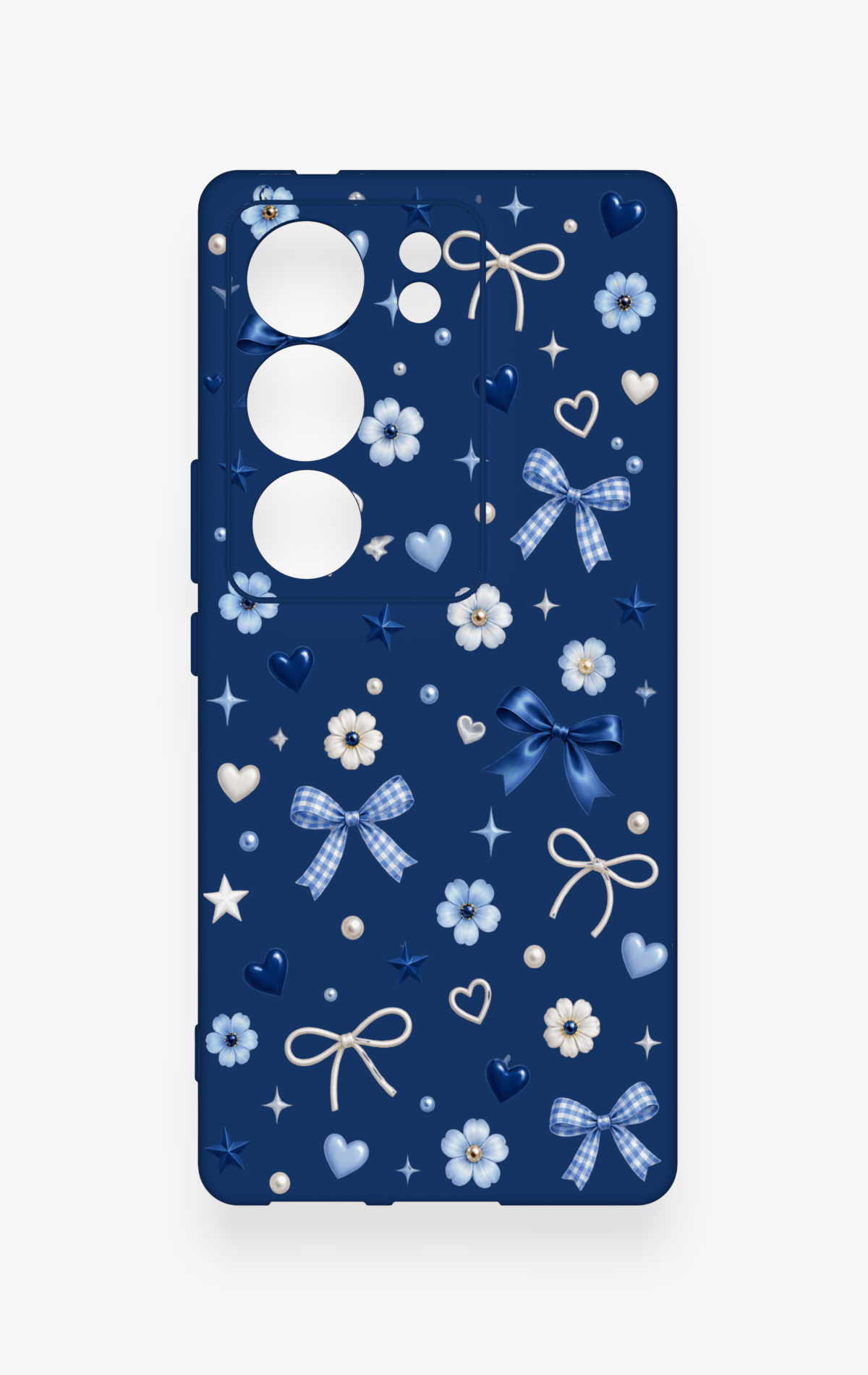 Vivo V29 Uyumlu Mavi Papatya Fiyonk Desenli Silikon Kılıf