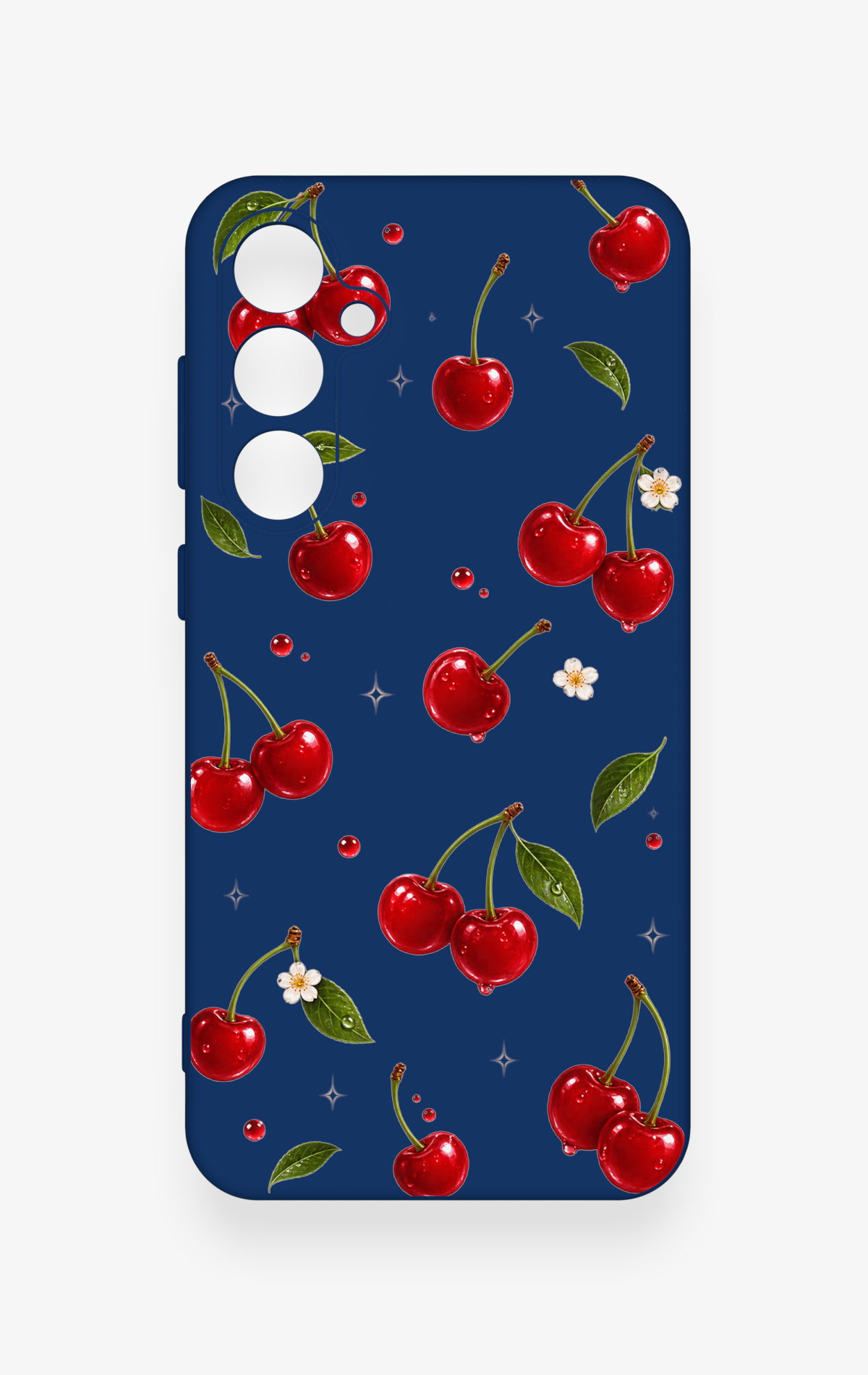 Samsung S23Fe Uyumlu Kiraz Papatya Desenli Silikon Kılıf