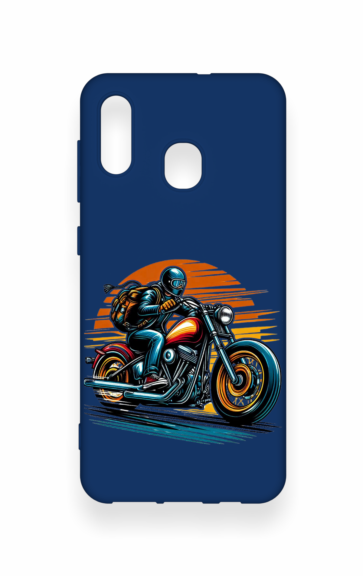 Samsung A20-A30 Uyumlu Moto Rider Desenli Silikon Kılıf