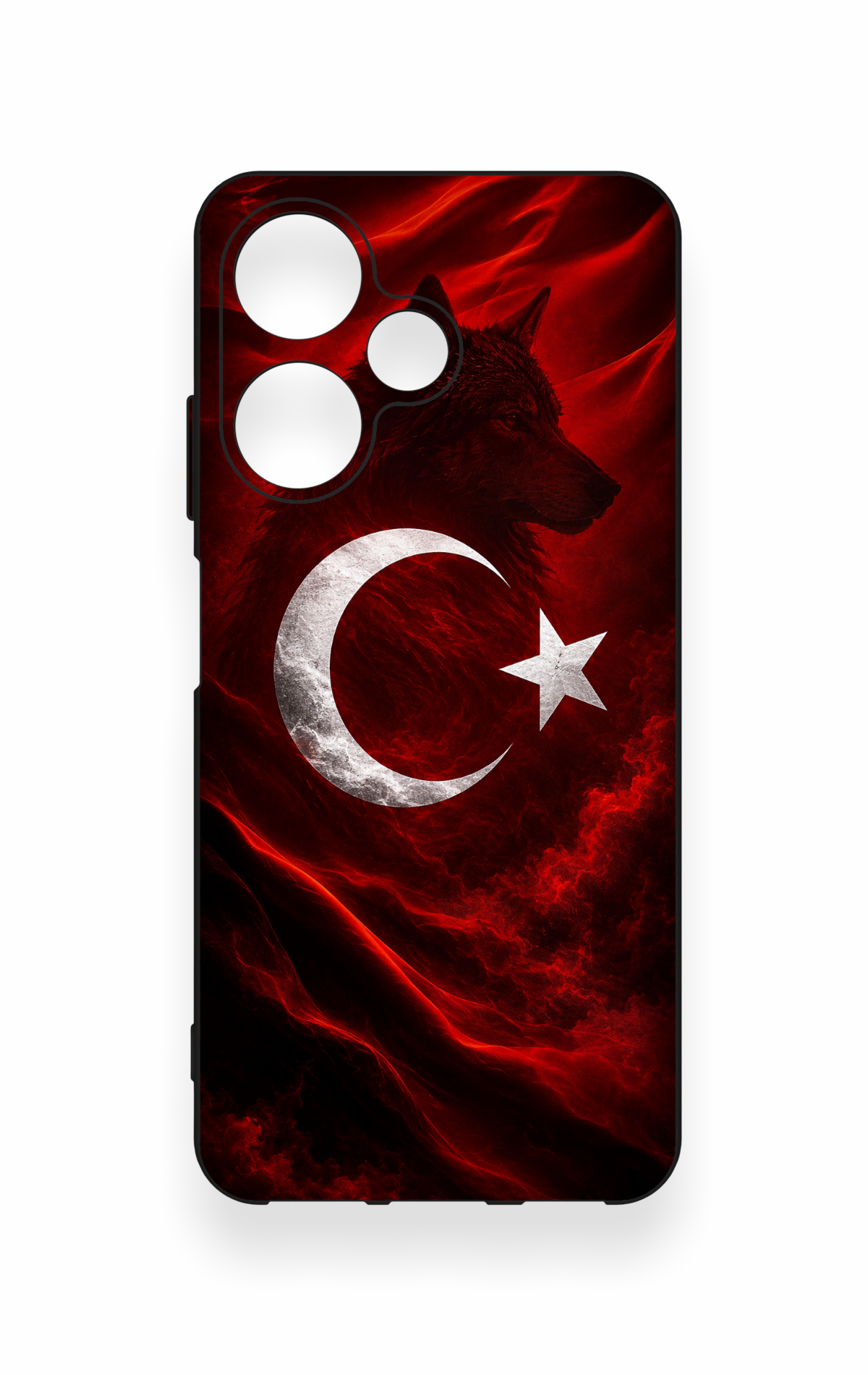 İnfinix Hot 30i Uyumlu Kurt Türk Bayrağı Desenli Silikon Kılıf