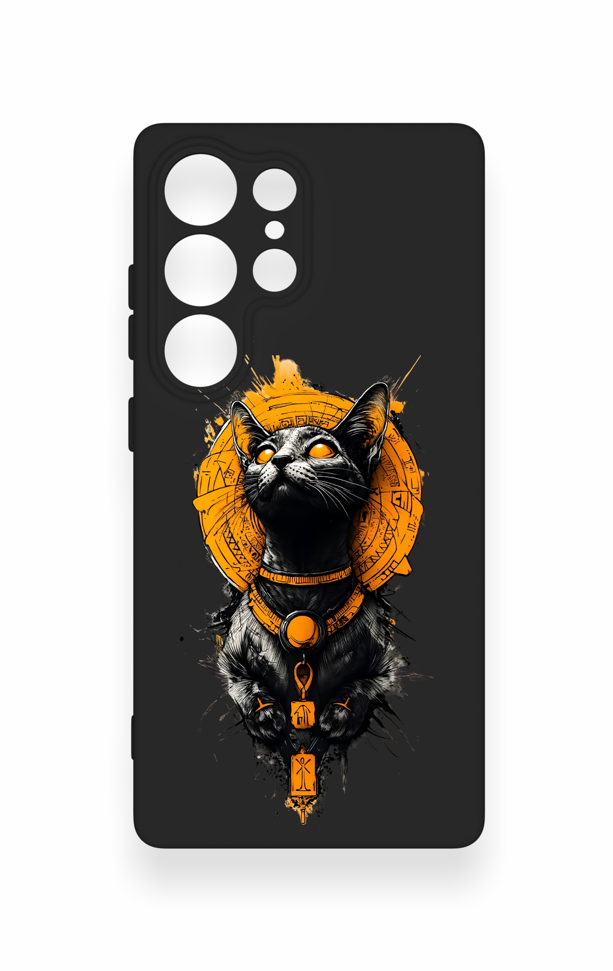 Samsung S25 Ultra Uyumlu Mısırlı Kedi Tanrısı Desenli Silikon Kılıf
