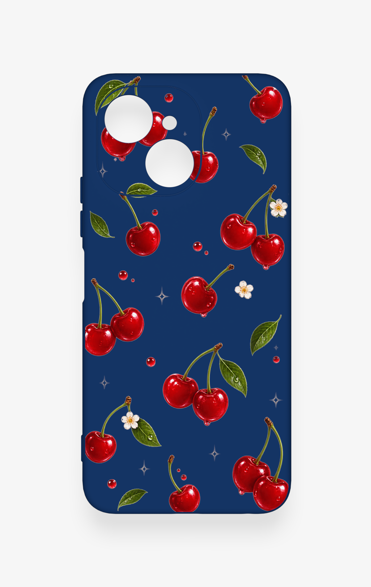 Tecno Spark 40C Uyumlu Kiraz Papatya Desenli Silikon Kılıf
