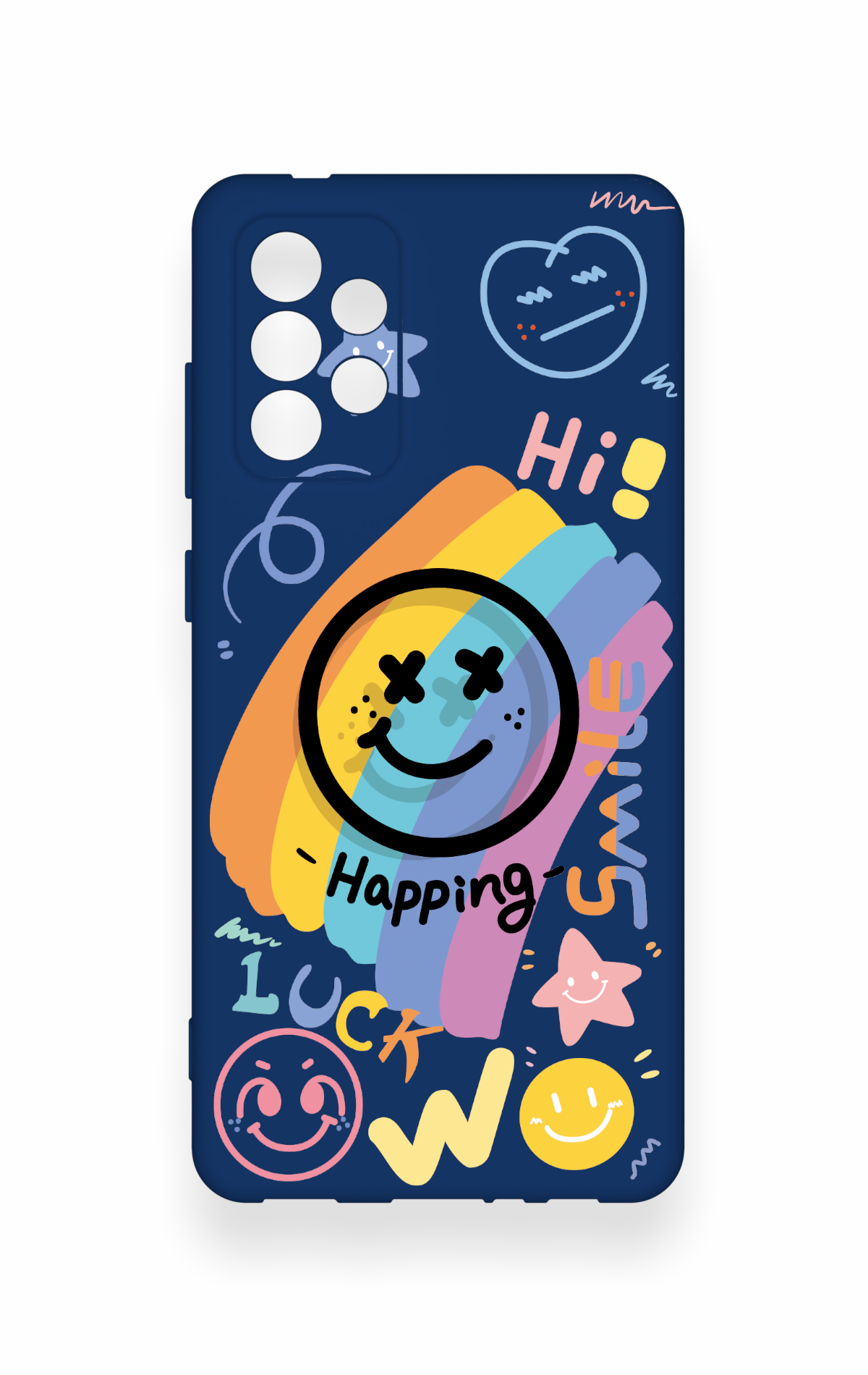 Samsung-A72 Uyumlu Happing Smile Desenli Silikon Kılıf