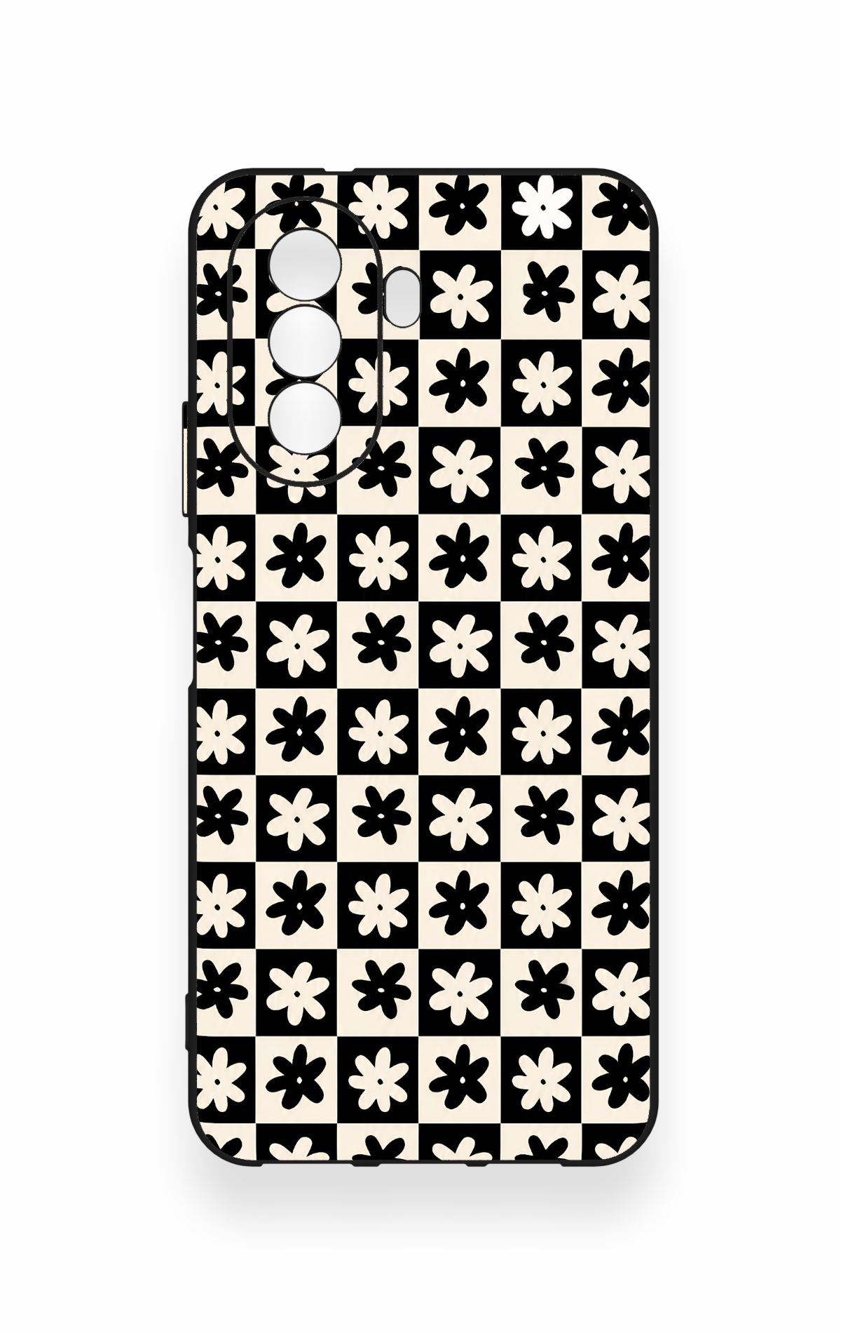 Huawei Nova Y70 Uyumlu Çiçek Motifli Dama Desenli Silikon Kılıf