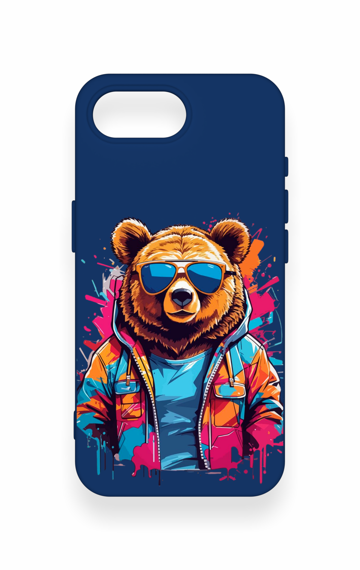 iPhone 16E Uyumlu Gözlüklü Ayı Desenli Silikon Kılıf