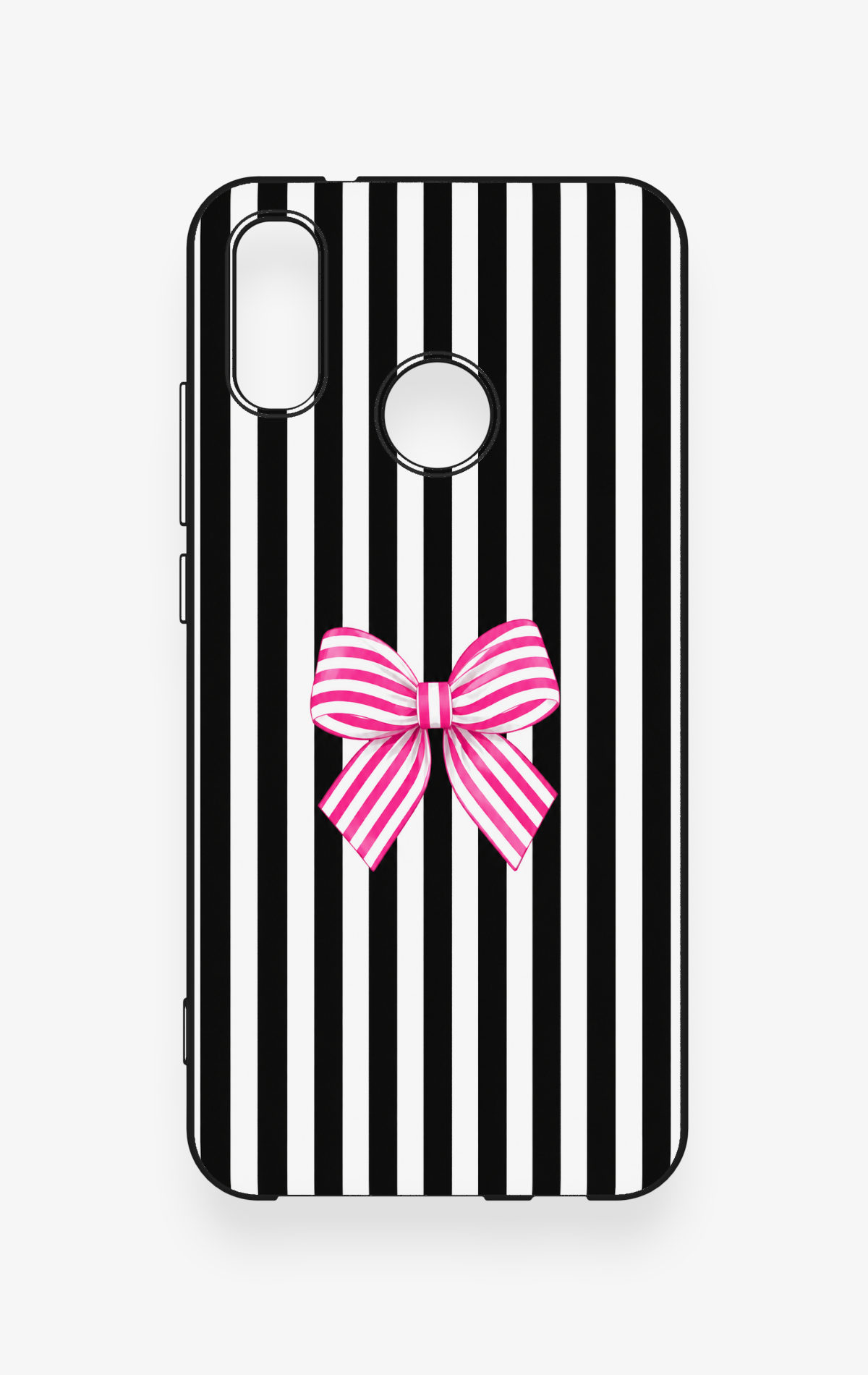 Huawei P20 Lite Uyumlu Pembe Beyaz Kurdele Desenli Silikon Kılıf