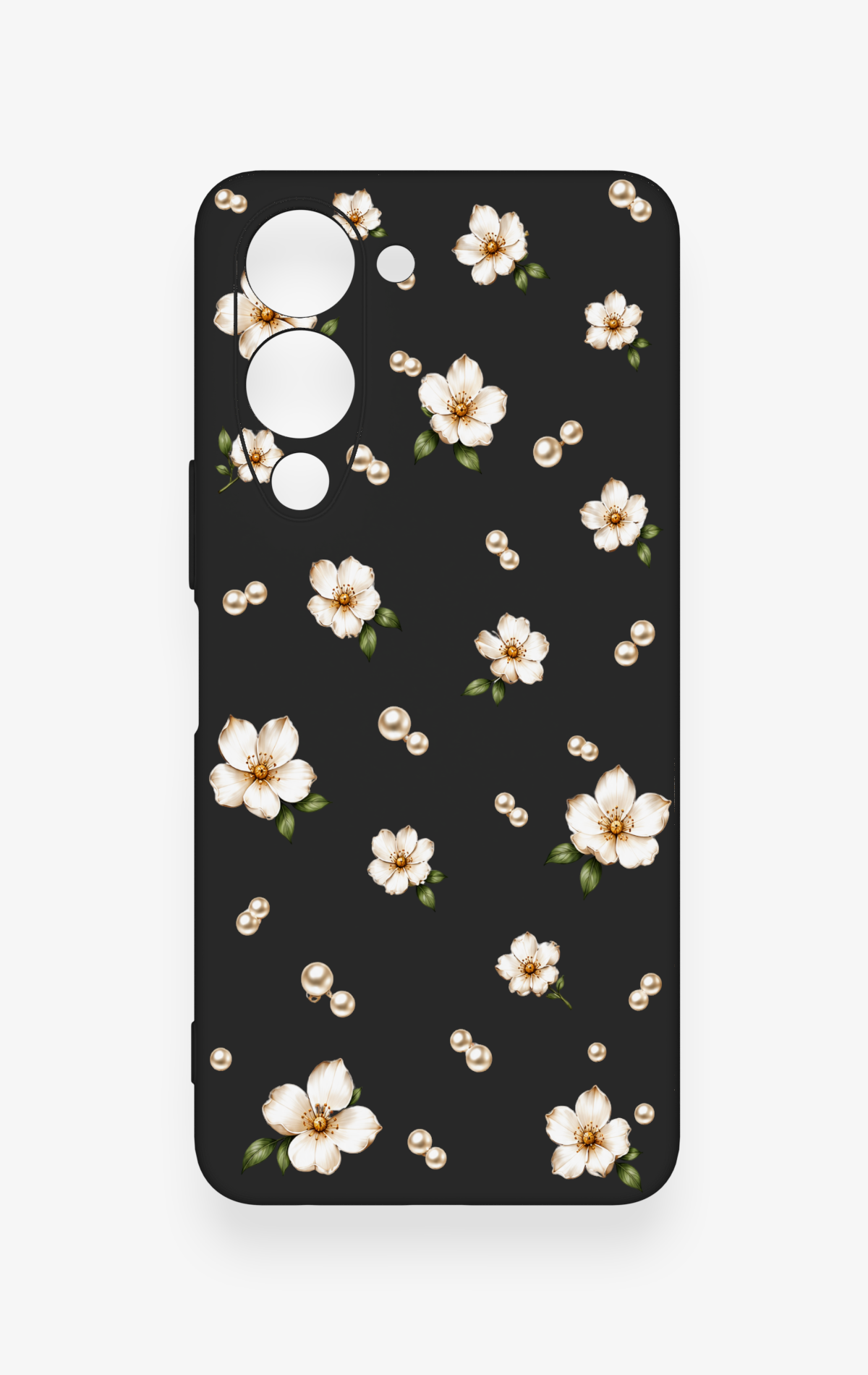 Vivo Y19 5G Uyumlu İnci Papatya Desenli Silikon Kılıf
