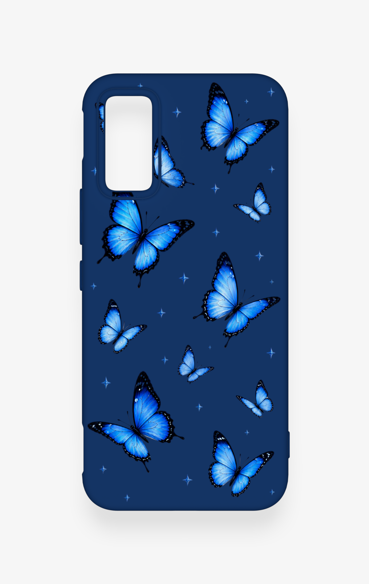 İnfinix Gt 30 Pro Uyumlu Parlak Mavi Kelebek Desenli Silikon Kılıf