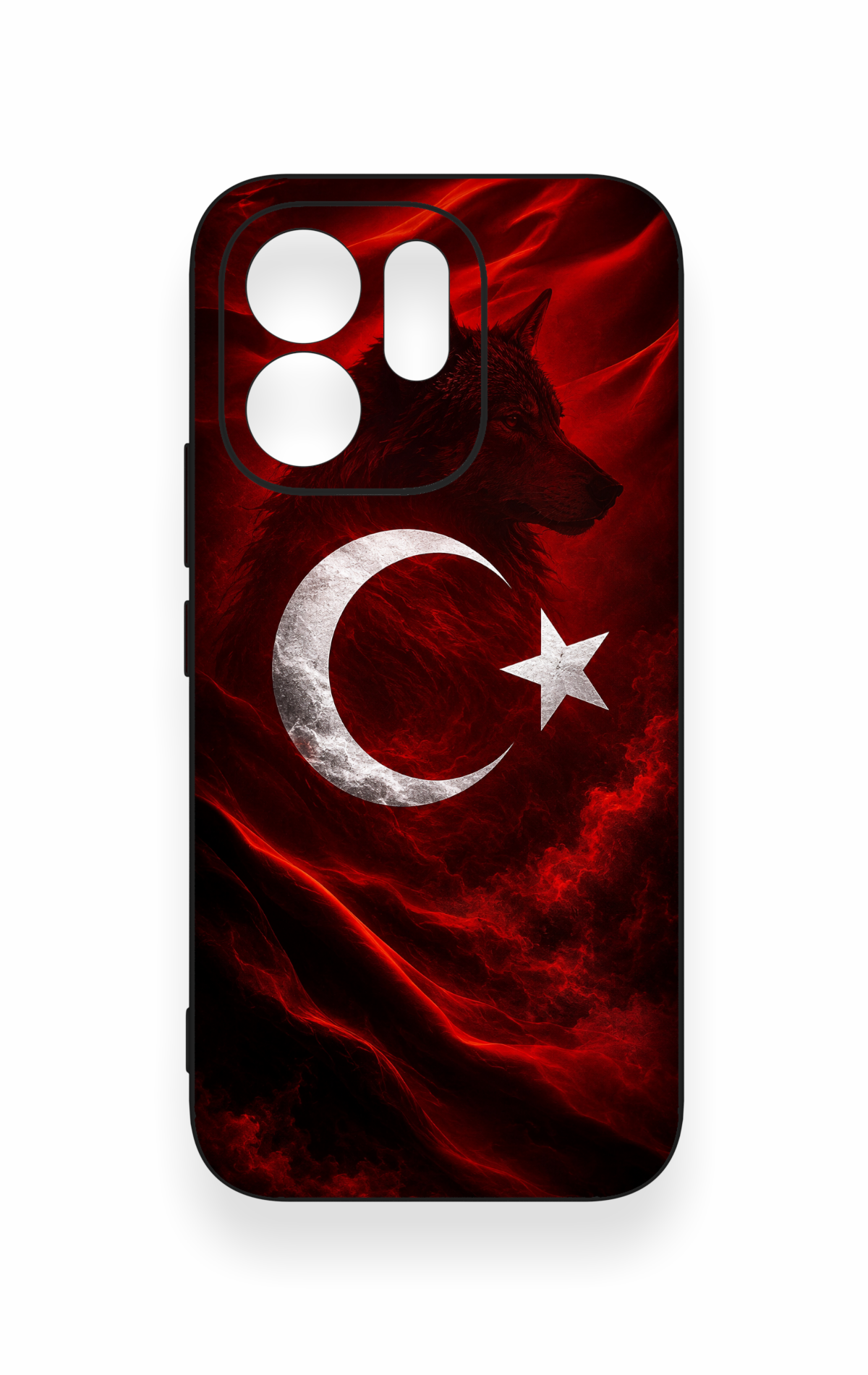 Vivo V70 5G Uyumlu Kurt Türk Bayrağı Desenli Silikon Kılıf