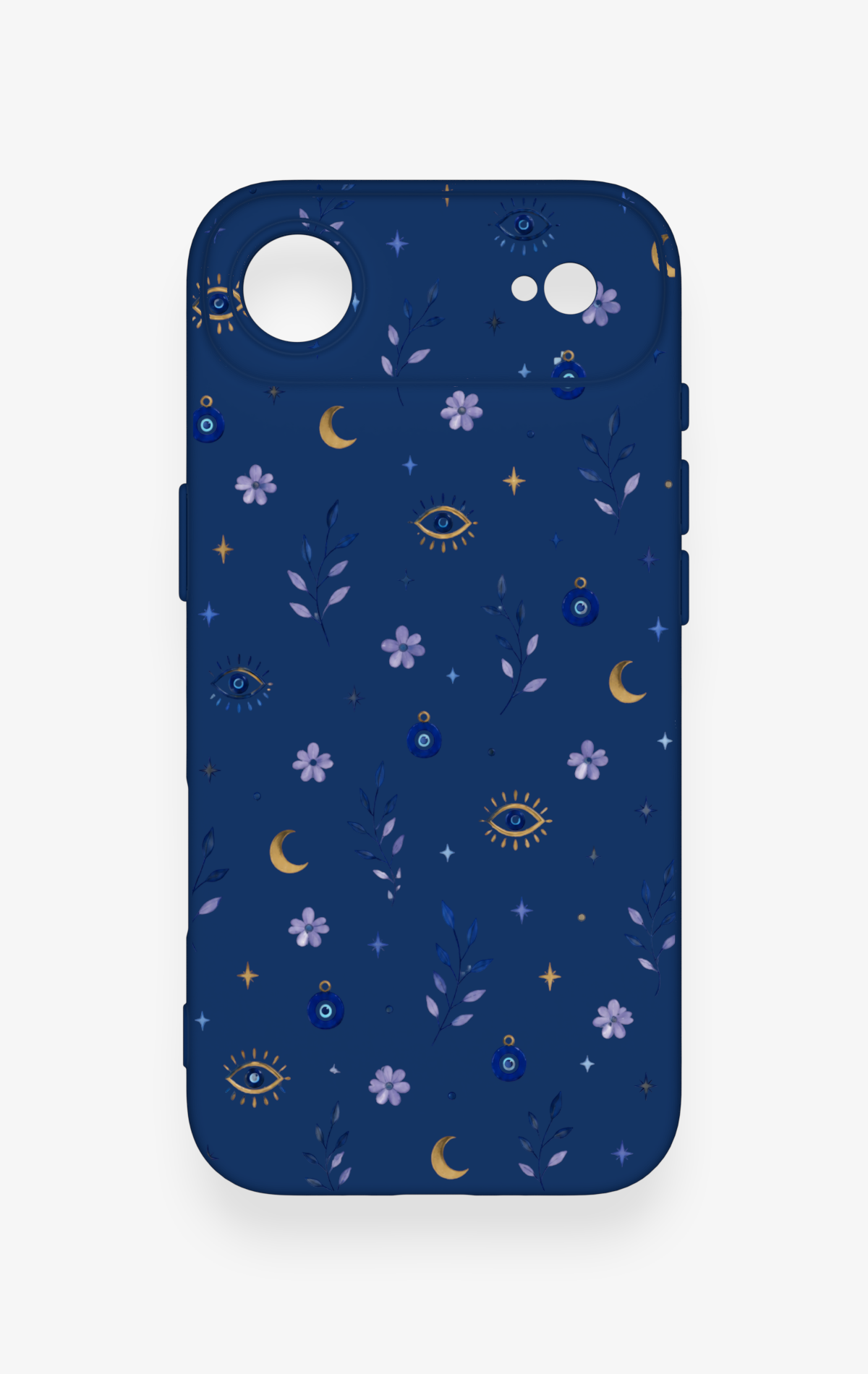 iPhone 17 Air Uyumlu Mavi Nazar Papatya Desenli Silikon Kılıf