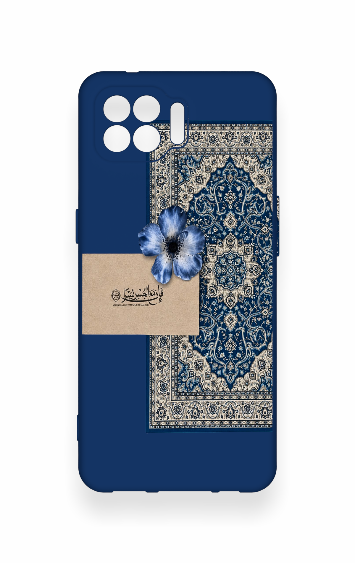 Oppo Reno 4 Lite Uyumlu Mavi Etnik Halı Desenli Silikon Kılıf