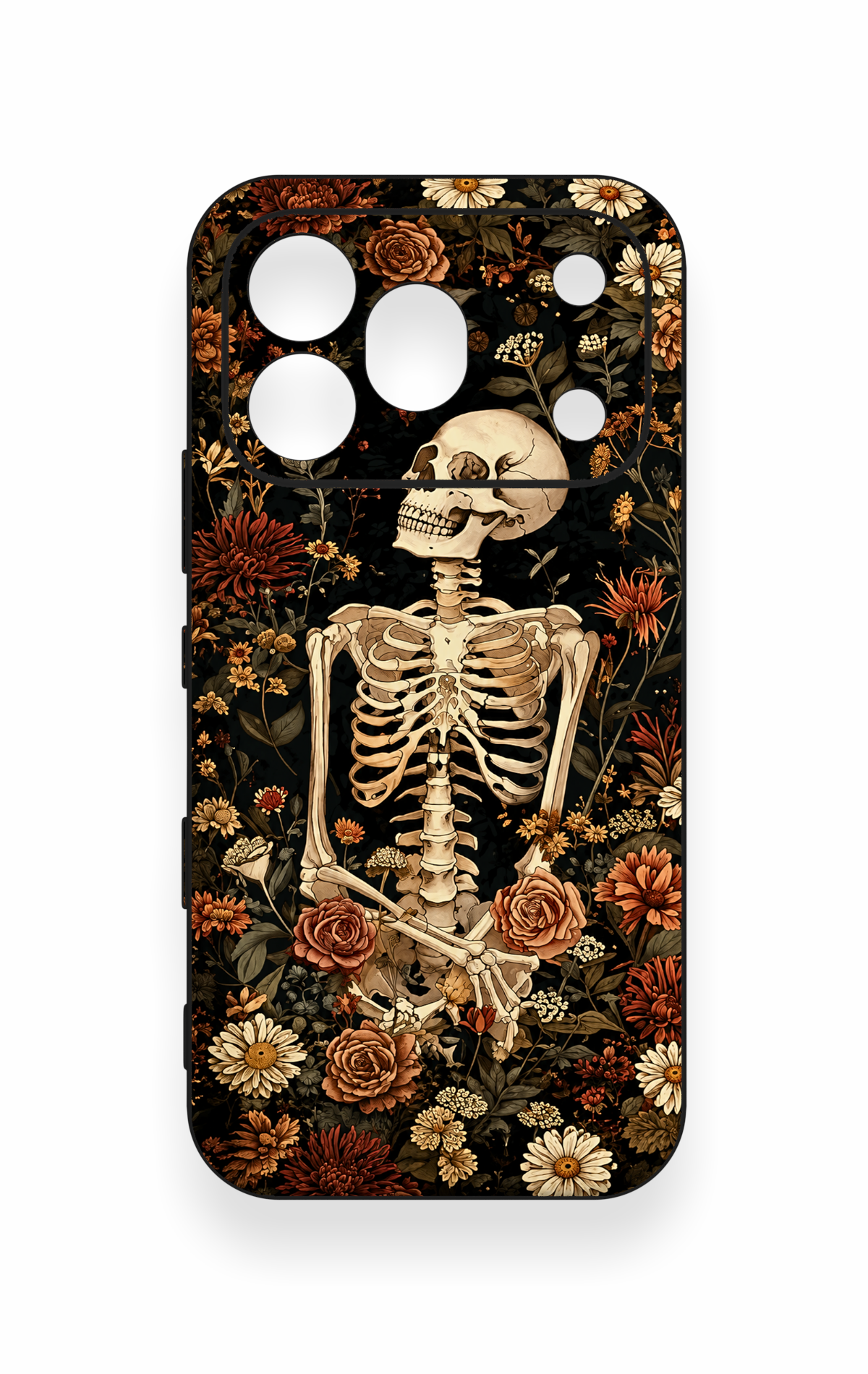 Honor 600 Pro Uyumlu Çiçek İskelet Desenli Silikon Kılıf