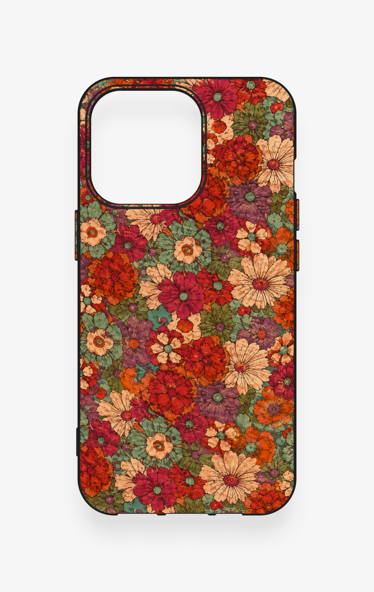 iPhone 13 Pro Uyumlu Pastel Çiçek Bahçesi Desenli Silikon Kılıf