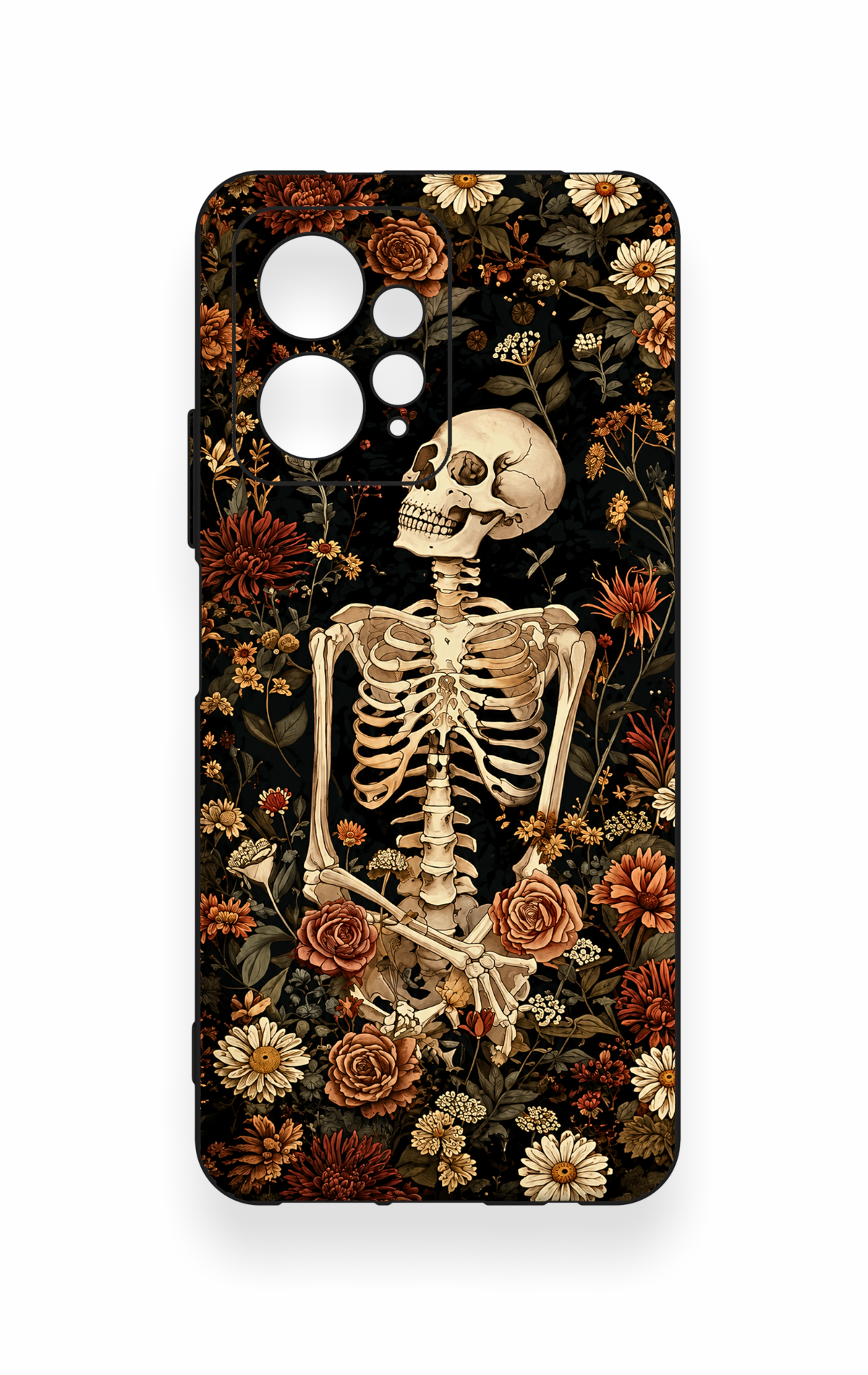 Redmi Note 12 4G Uyumlu Çiçek İskelet Desenli Silikon Kılıf