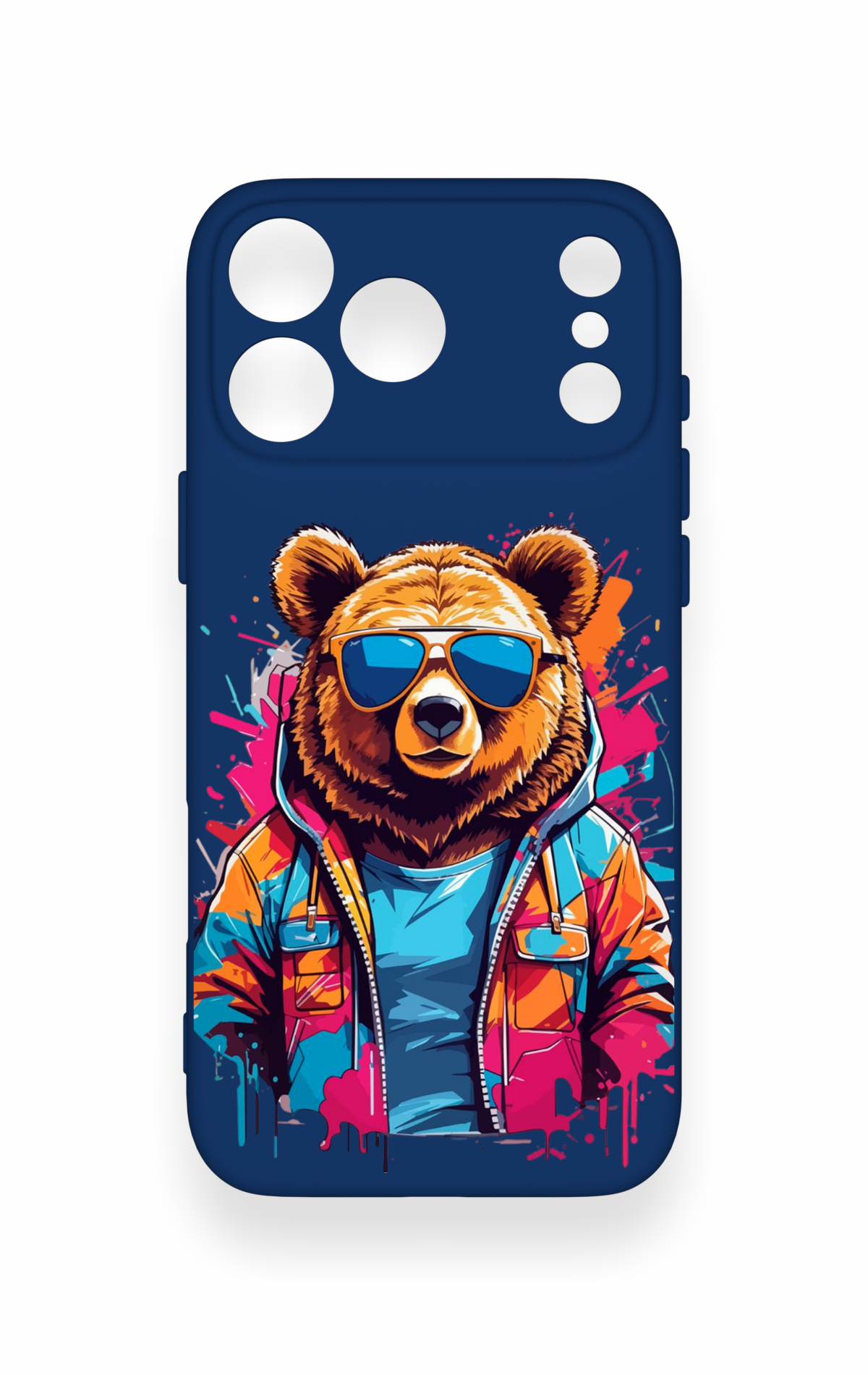 iPhone 17 Pro Max Uyumlu Gözlüklü Ayı Desenli Silikon Kılıf
