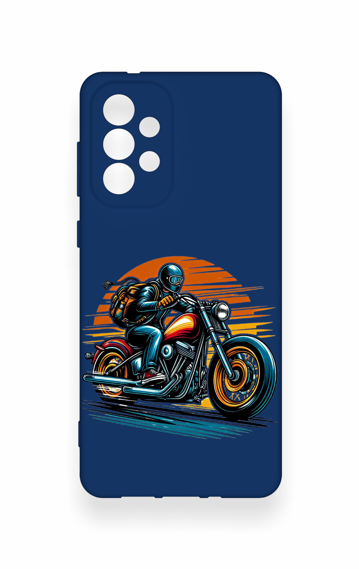 Samsung-A73 Uyumlu Moto Rider Desenli Silikon Kılıf