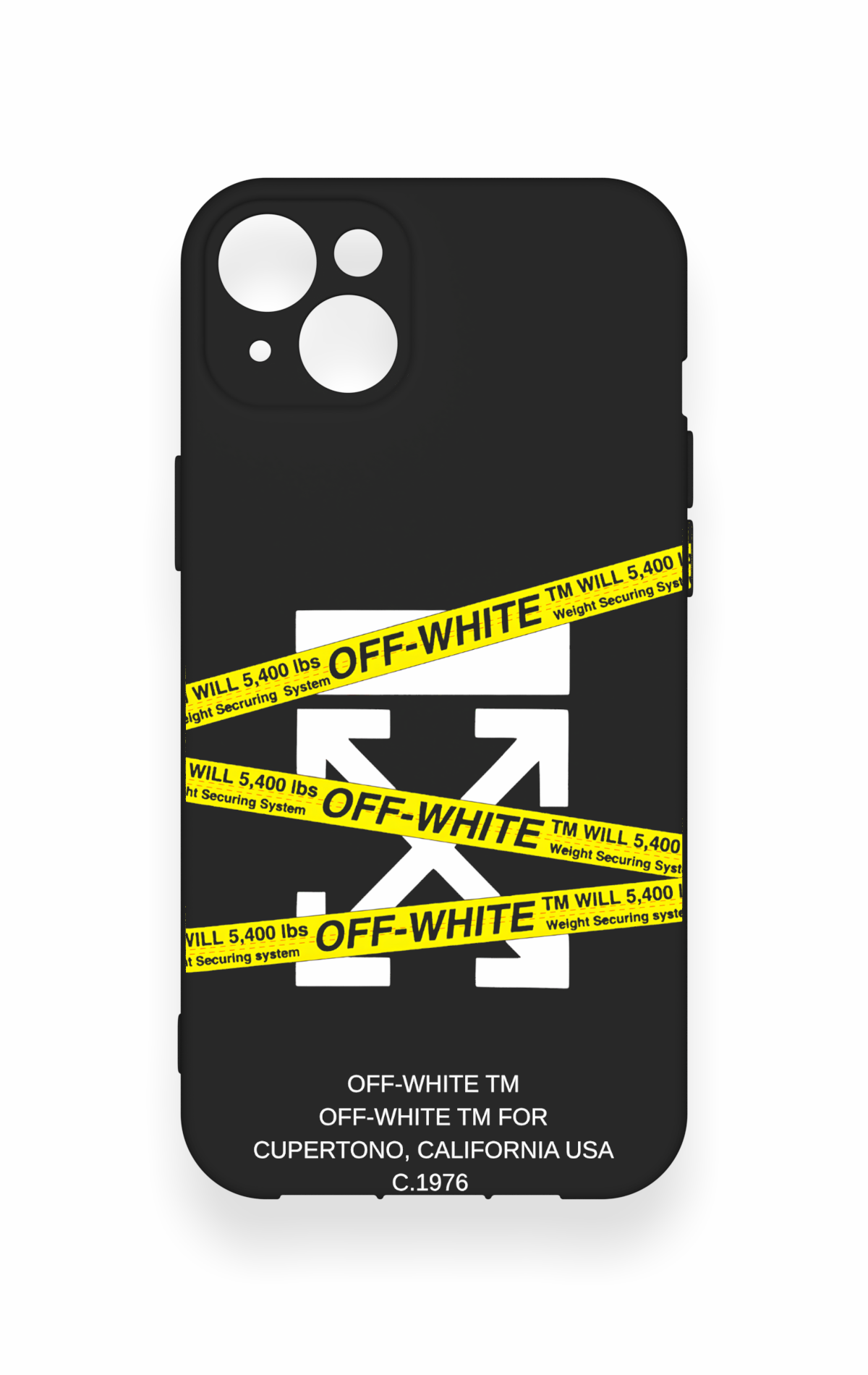iPhone 14 Plus/15 Plus Uyumlu Off White Desenli Silikon Kılıf
