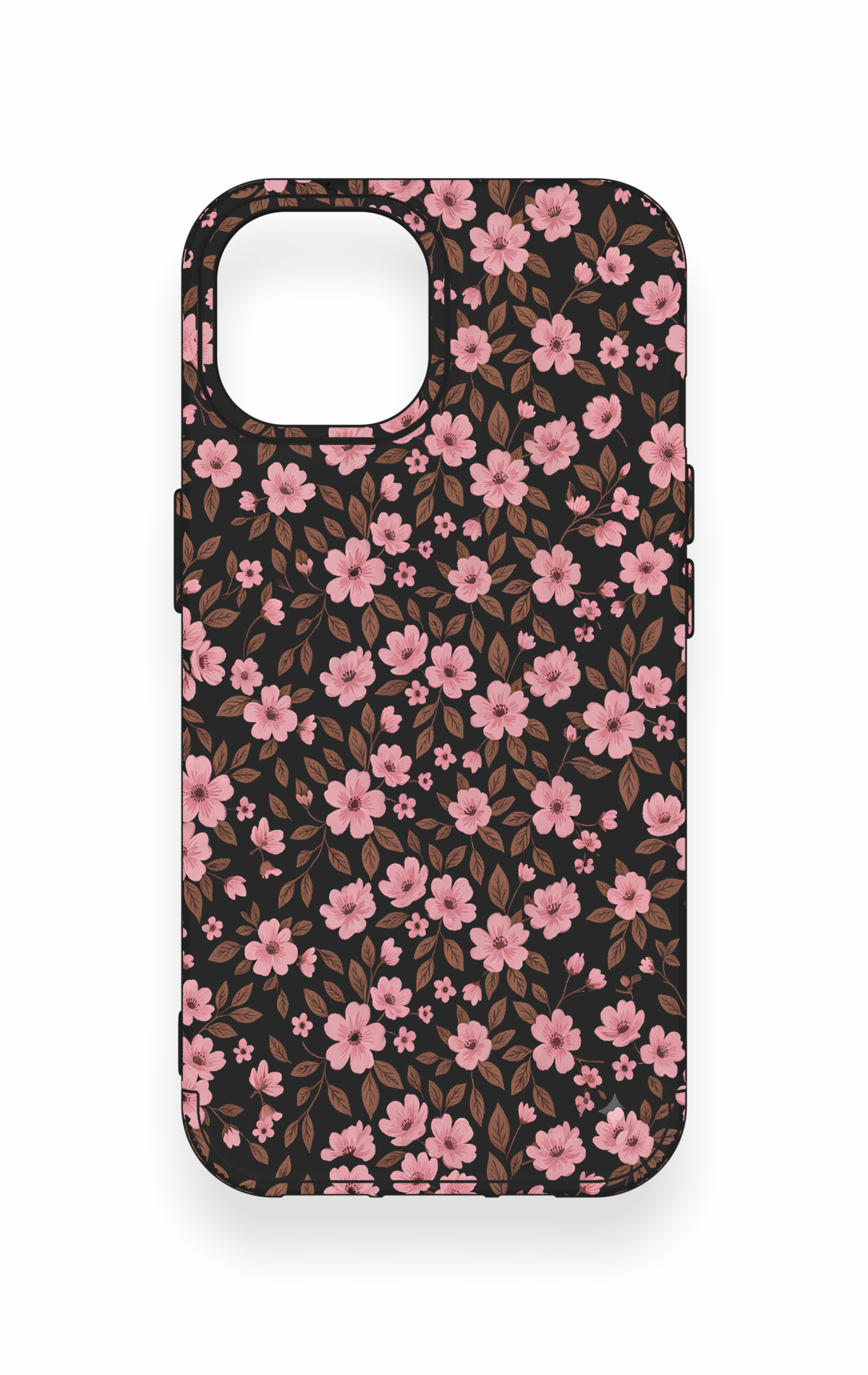 iPhone 15 Uyumlu Mini Pembe Çiçek Desenli Silikon Kılıf