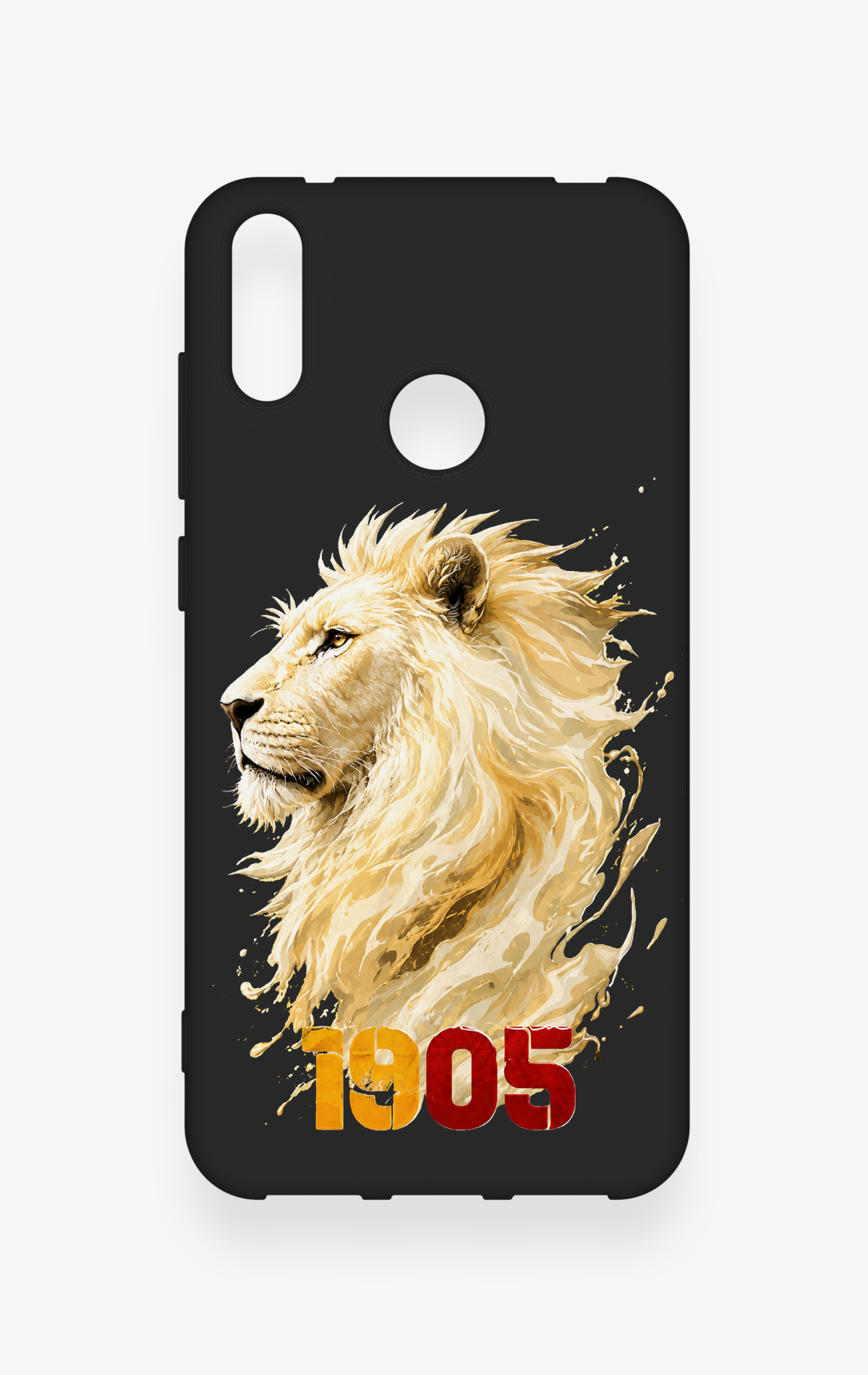 Huawei Y7 2019 Uyumlu Sarı Kırmızı 1905 Aslan Desenli Silikon Kılıf