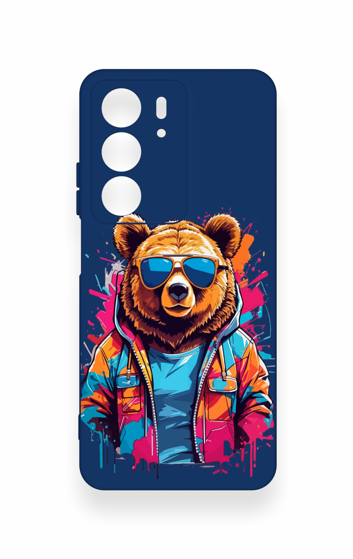 Realme C75 Uyumlu Gözlüklü Ayı Desenli Silikon Kılıf
