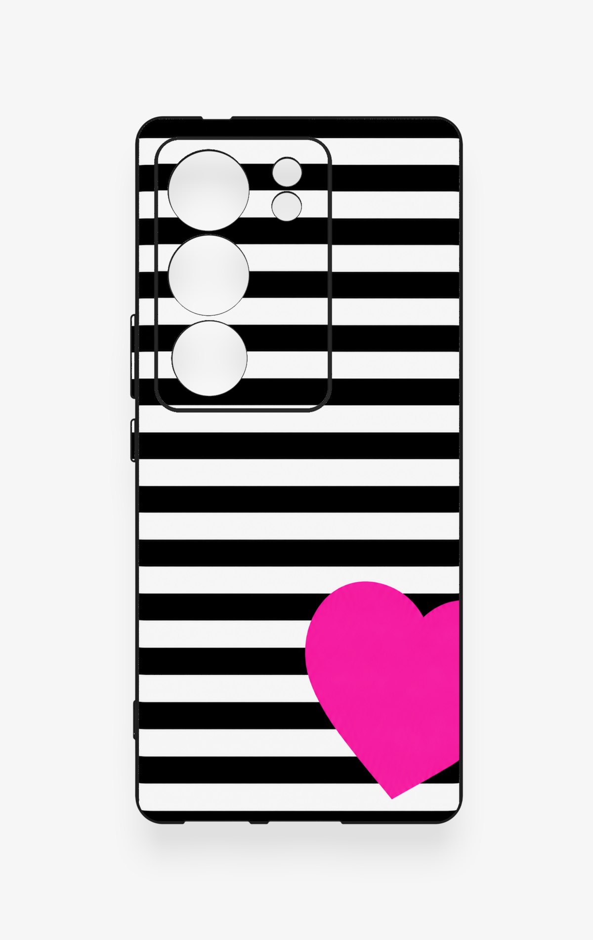 Vivo V29 Uyumlu Çizgili Kalp Desenli Silikon Kılıf
