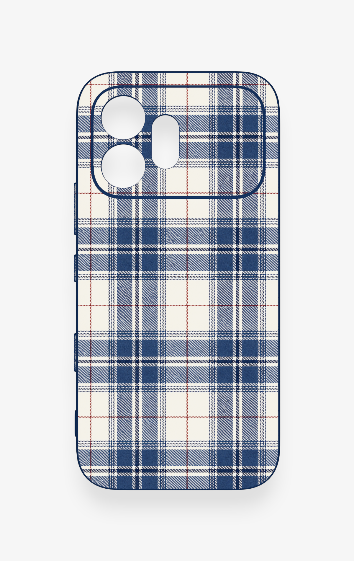 Honor 600 Uyumlu Bej Lacivert Ekose Desenli Silikon Kılıf
