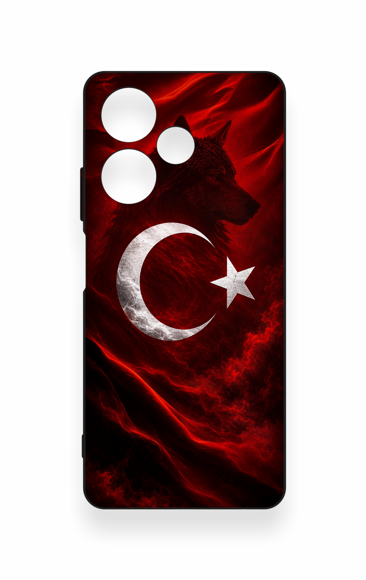 İnfinix Hot 30 Uyumlu Kurt Türk Bayrağı Desenli Silikon Kılıf