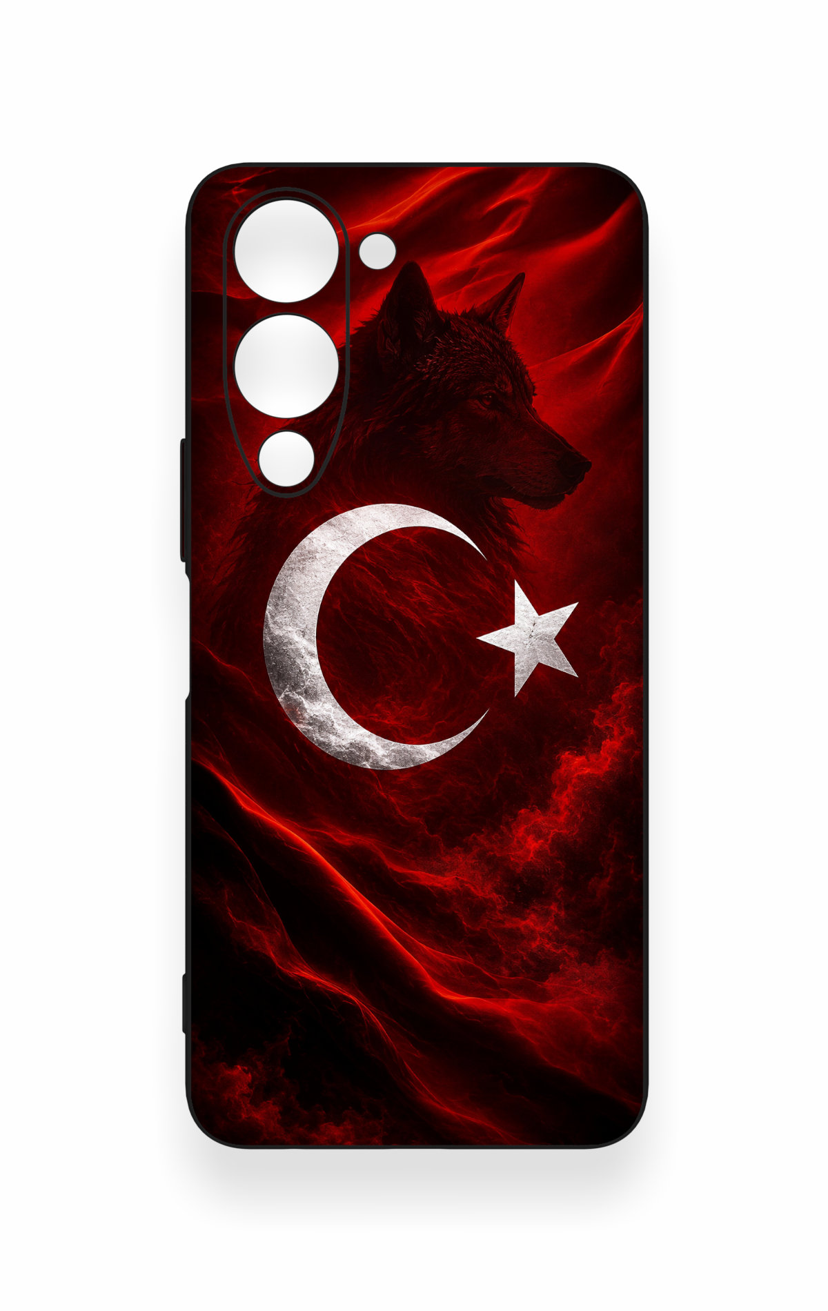 Vivo Y19 5G Uyumlu Kurt Türk Bayrağı Desenli Silikon Kılıf