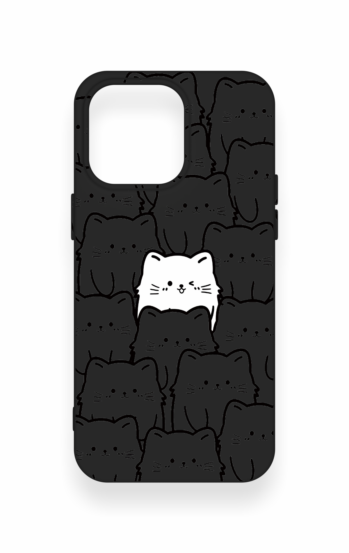 iPhone 15 Pro Max Uyumlu Many Cats Desenli Silikon Kılıf
