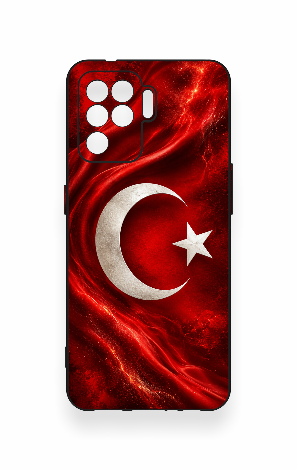 Oppo Reno 5 Lite Uyumlu Türk Bayrağı Desenli Silikon Kılıf