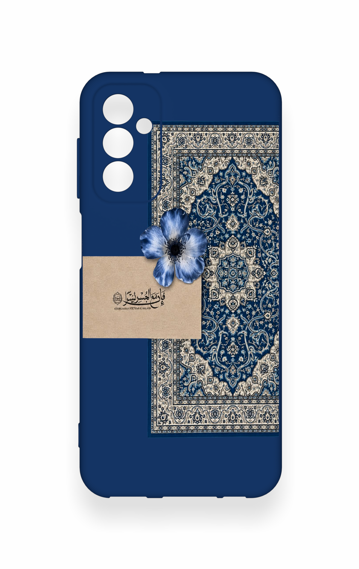 Samsung M13 Uyumlu Mavi Etnik Halı Desenli Silikon Kılıf