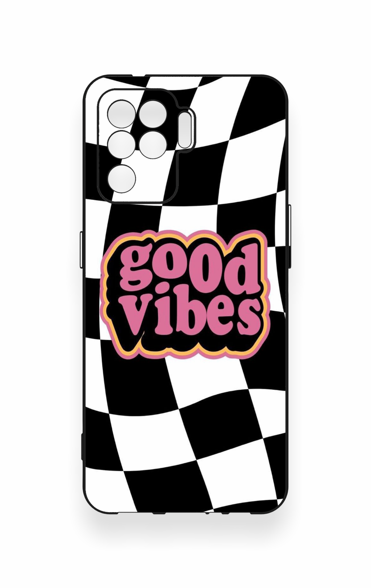 Oppo Reno 5 Lite Uyumlu Black Good Vibes Desenli Silikon Kılıf