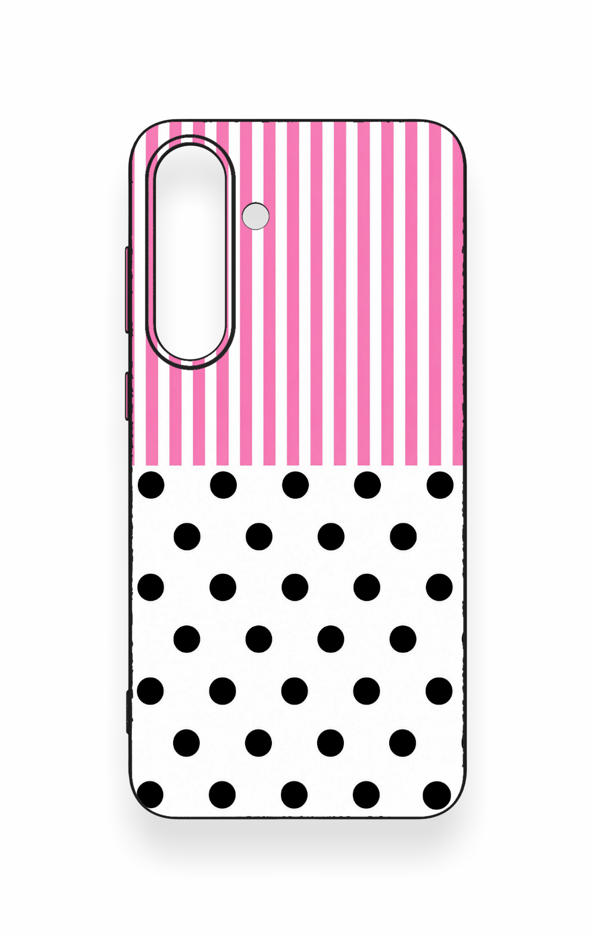 Samsung S25Fe Uyumlu Pembe Çizgili Puantiye Desenli Silikon Kılıf