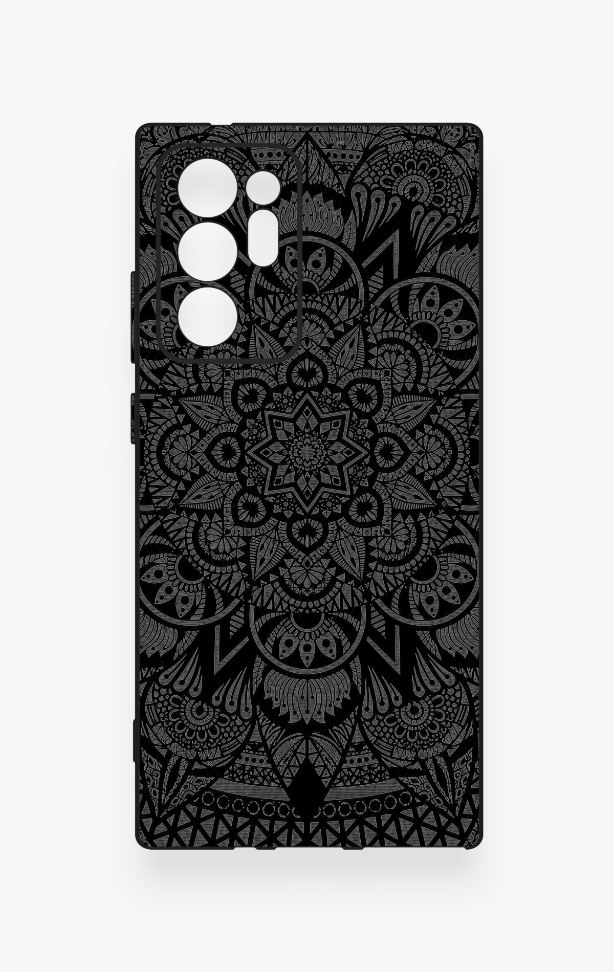 Samsung Note 20 Ultra Uyumlu Siyah Beyaz Mandala Desenli Silikon Kılıf