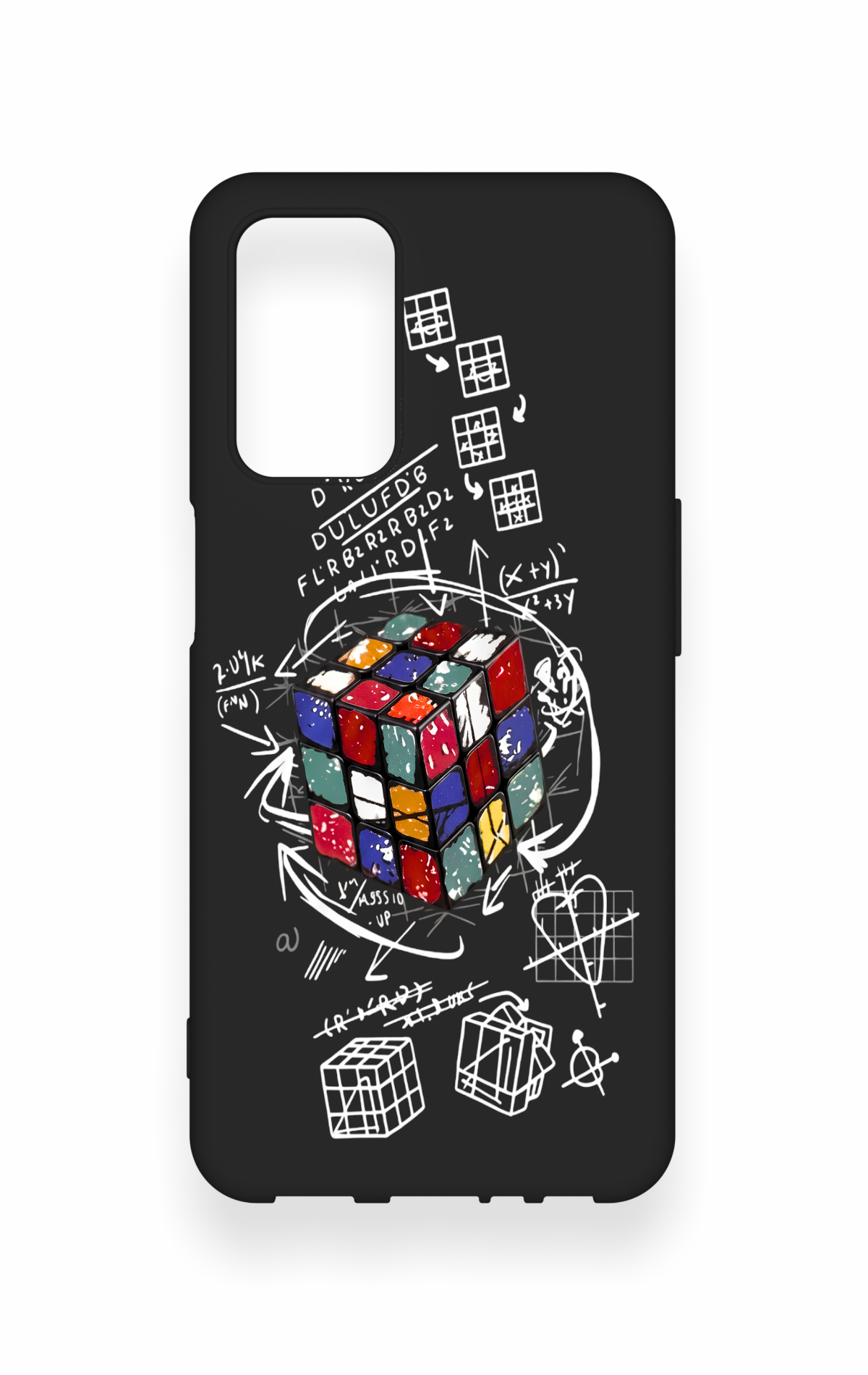 Oppo A55 Uyumlu Rubik Küb Desenli Silikon Kılıf