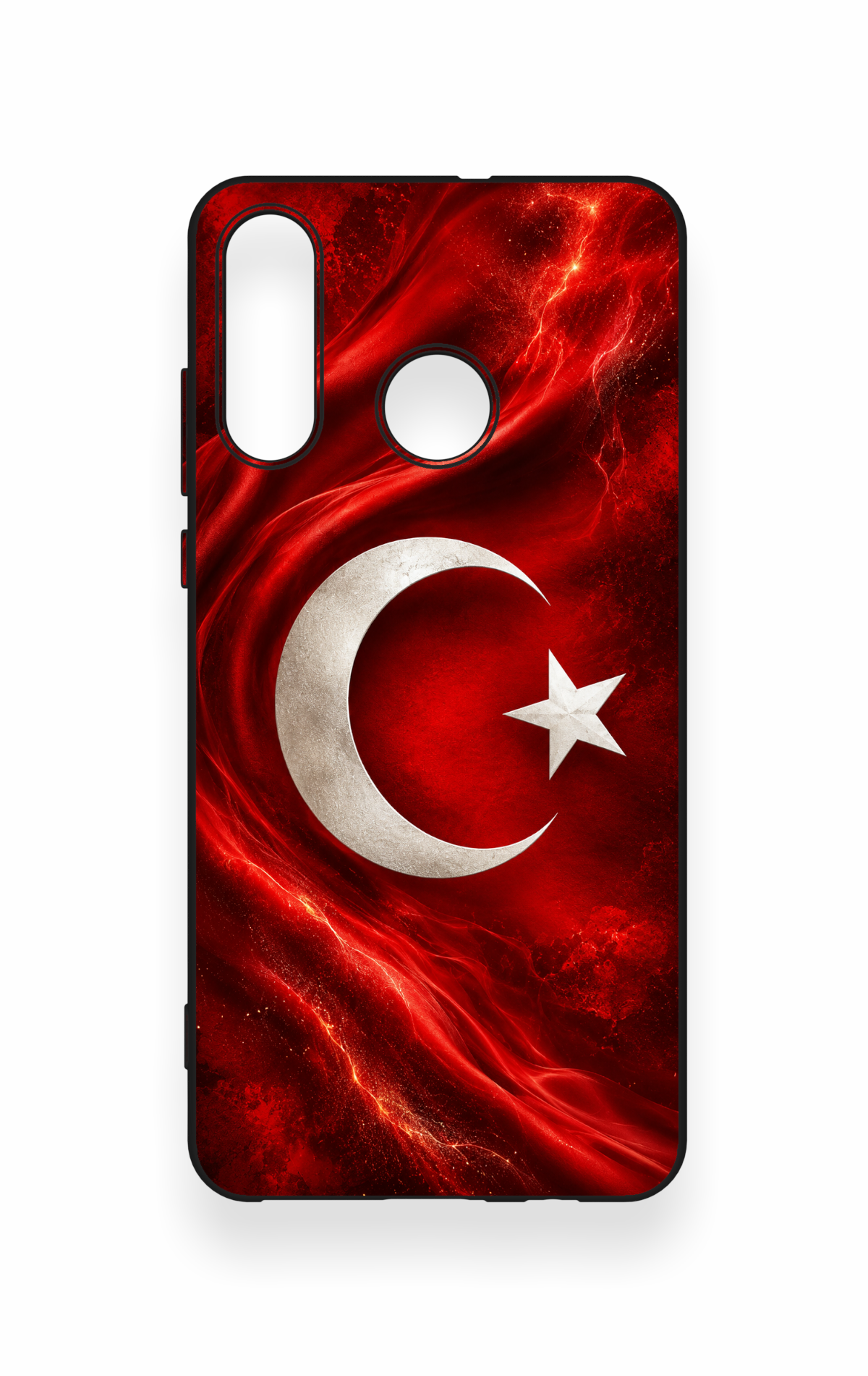 Huawei P30 Lite Uyumlu Türk Bayrağı Desenli Silikon Kılıf