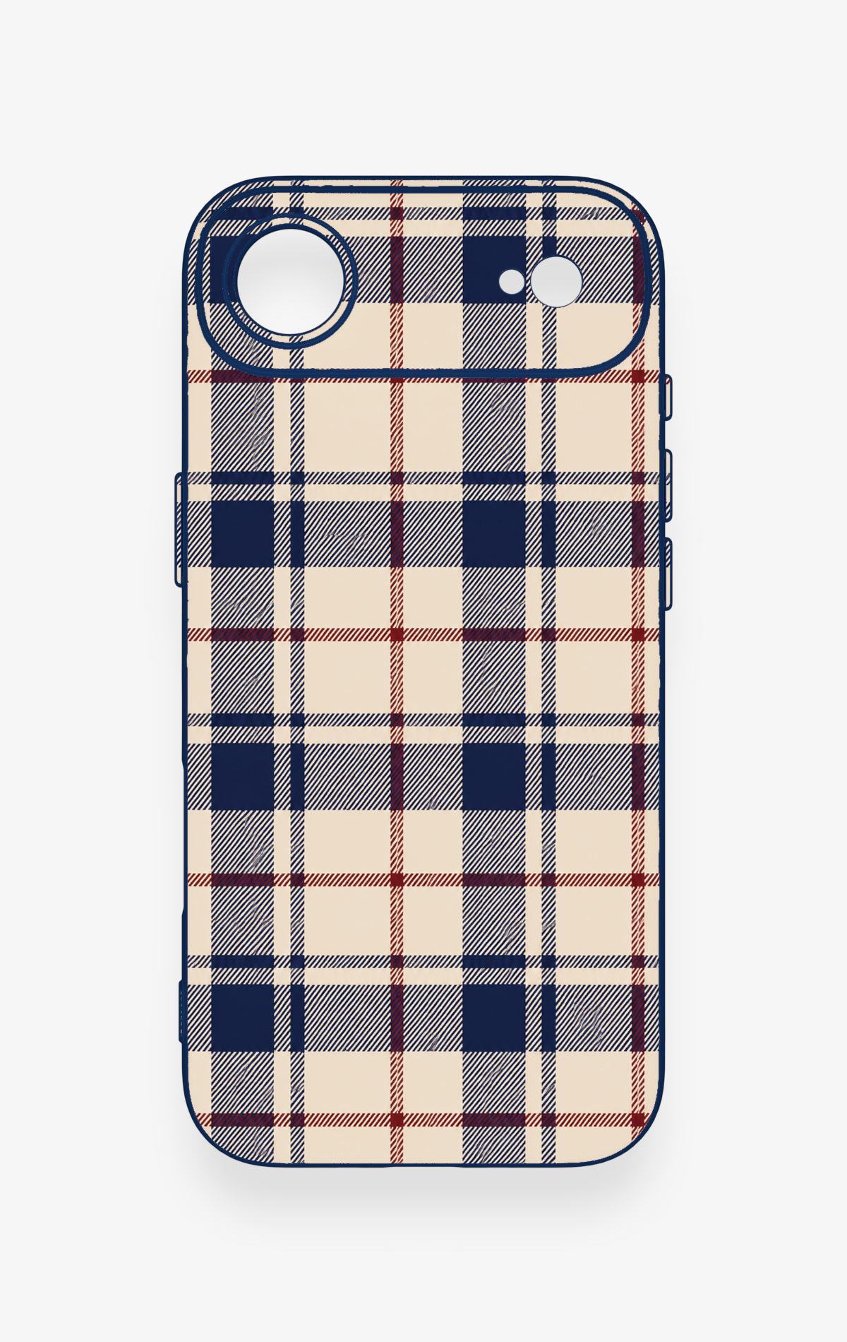 iPhone 17 Air Uyumlu Mavi Bordo Çizgili Ekose Desenli Silikon Kılıf